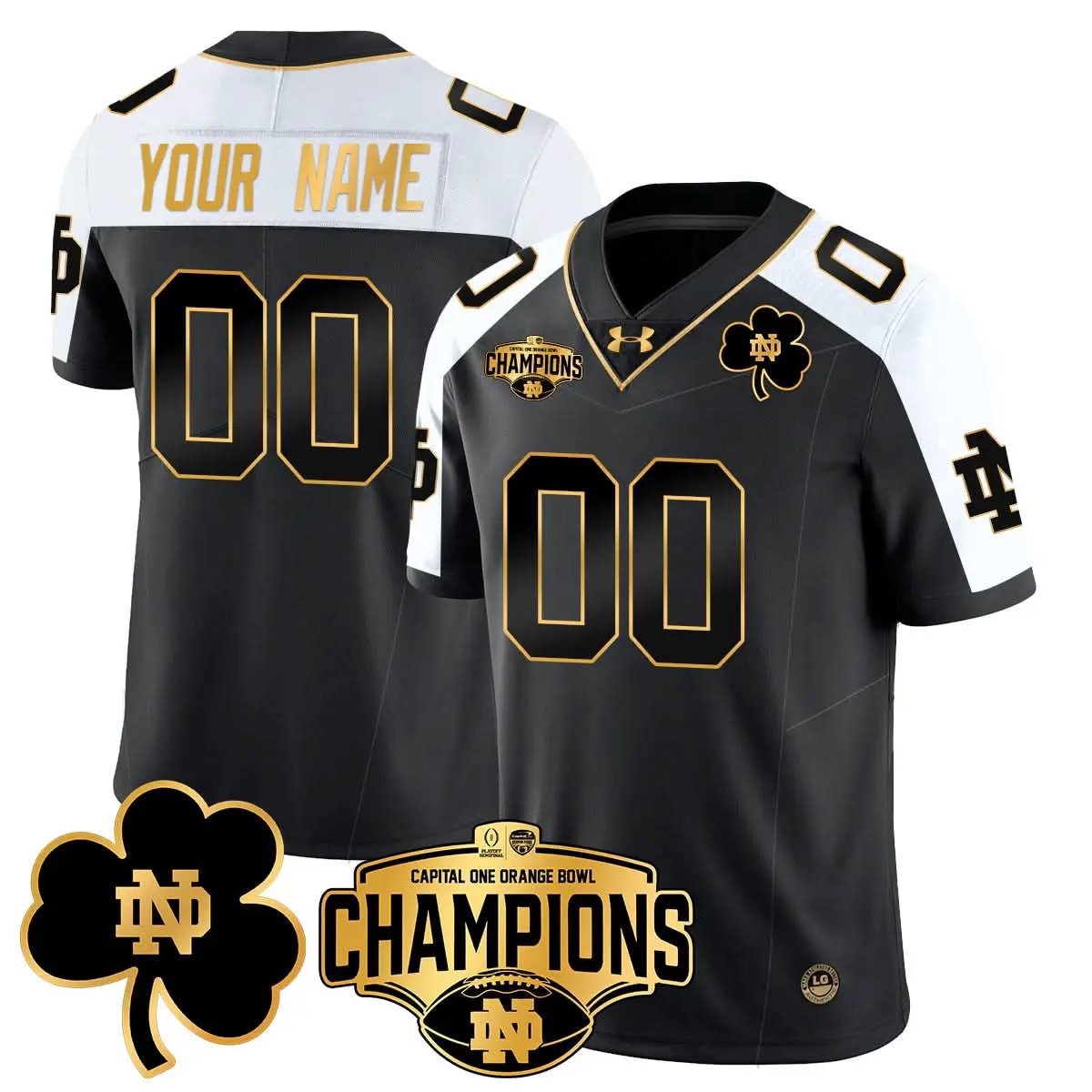 Custom Notre Dame Fighting Irish football 2025 Orange Bowl Champions Jersey N5
