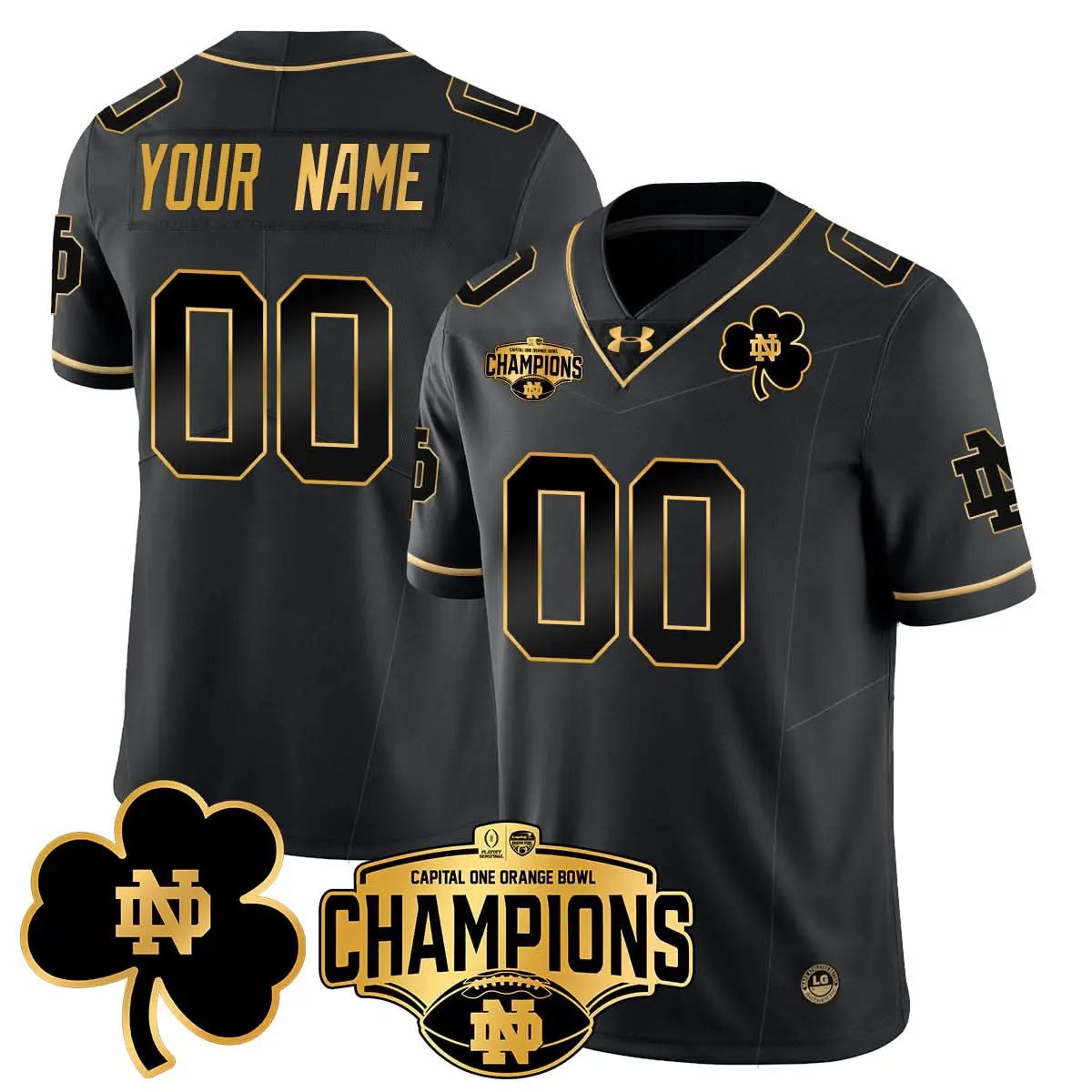 Custom Notre Dame Fighting Irish football 2025 Orange Bowl Champions Jersey N5