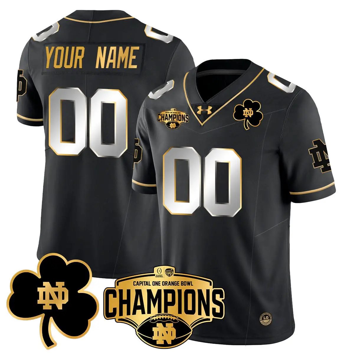 Custom Notre Dame Fighting Irish football 2025 Orange Bowl Champions Jersey N5