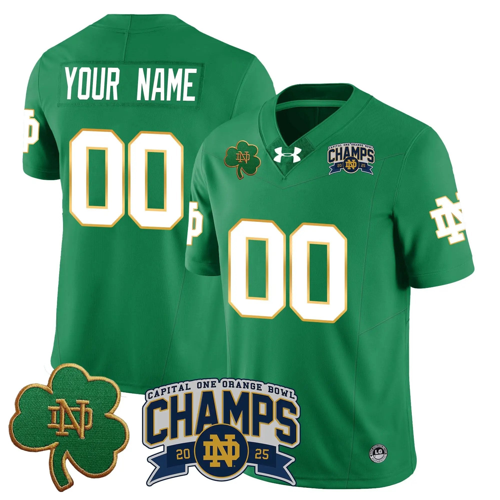 Custom Notre Dame Fighting Irish football 2025 Orange Bowl Champions Jersey N6
