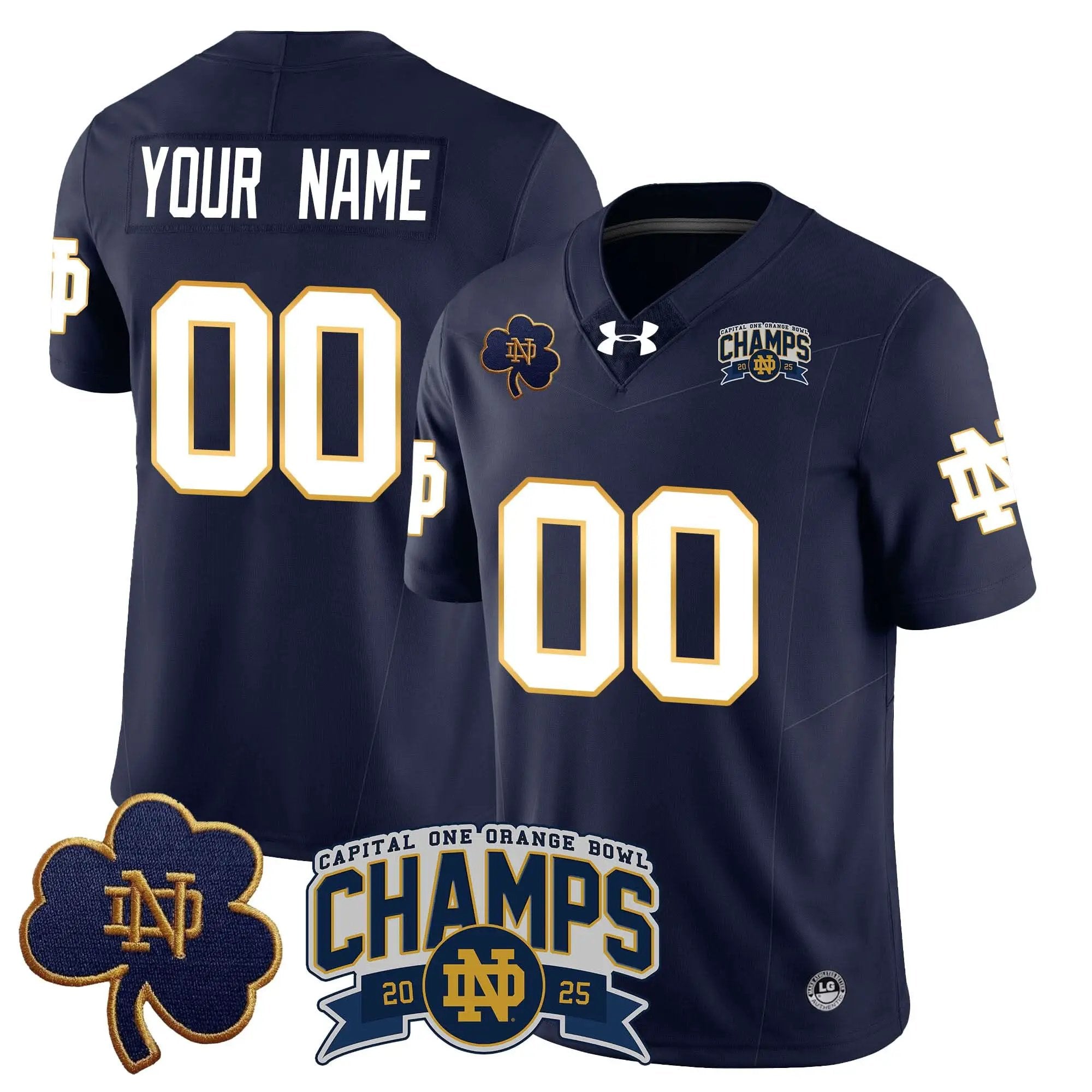 Custom Notre Dame Fighting Irish football 2025 Orange Bowl Champions Jersey N6