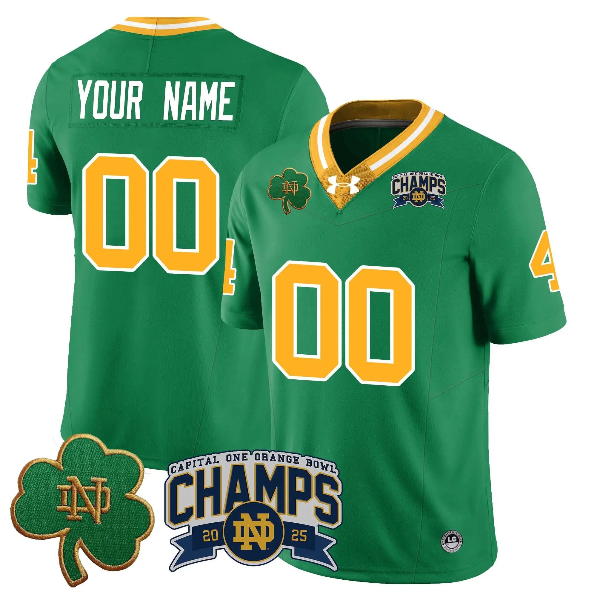 Custom Notre Dame Fighting Irish football 2025 Orange Bowl Champions Jersey N6
