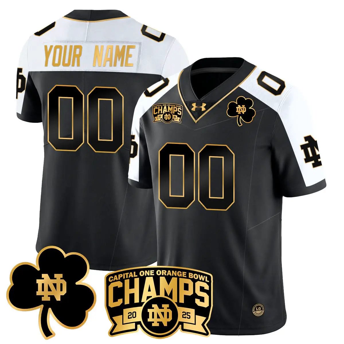 Custom Notre Dame Fighting Irish football 2025 Orange Bowl Champions Jersey N6