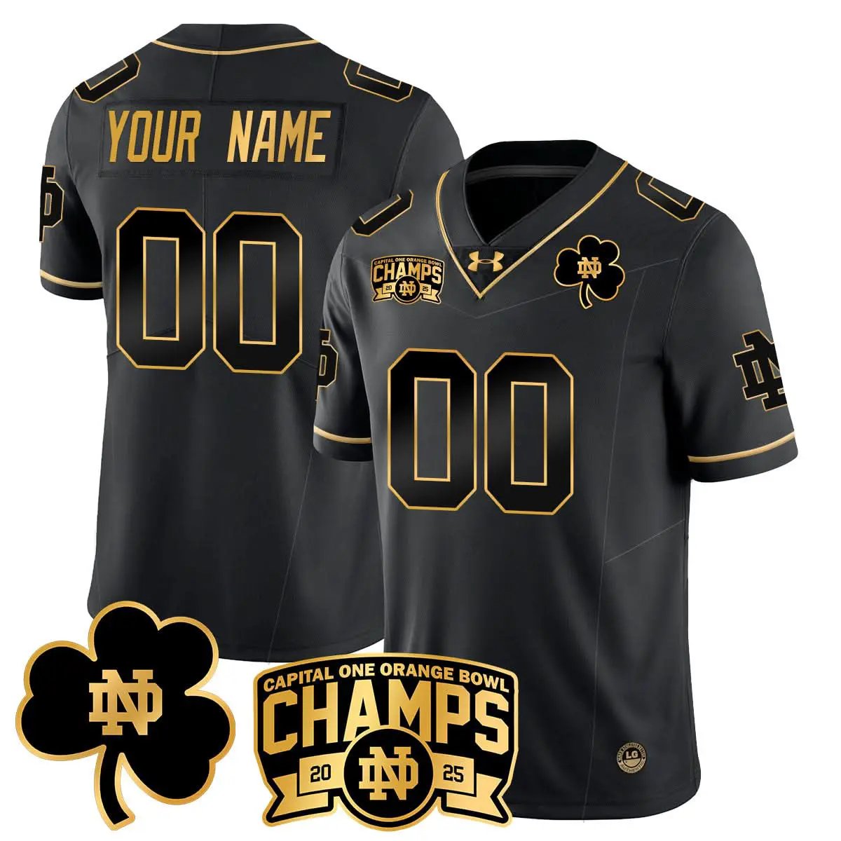 Custom Notre Dame Fighting Irish football 2025 Orange Bowl Champions Jersey N6