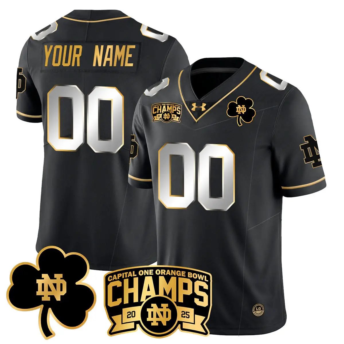 Custom Notre Dame Fighting Irish football 2025 Orange Bowl Champions Jersey N6