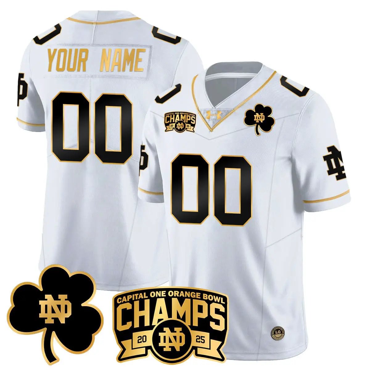 Custom Notre Dame Fighting Irish football 2025 Orange Bowl Champions Jersey N6