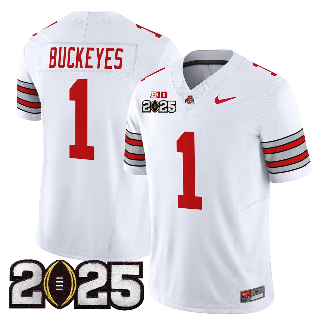 Men Ohio State Buckeyes 'Heritage Stripe' 2025 CFP Final Patch Vapor Limited Jersey - All Stitched
