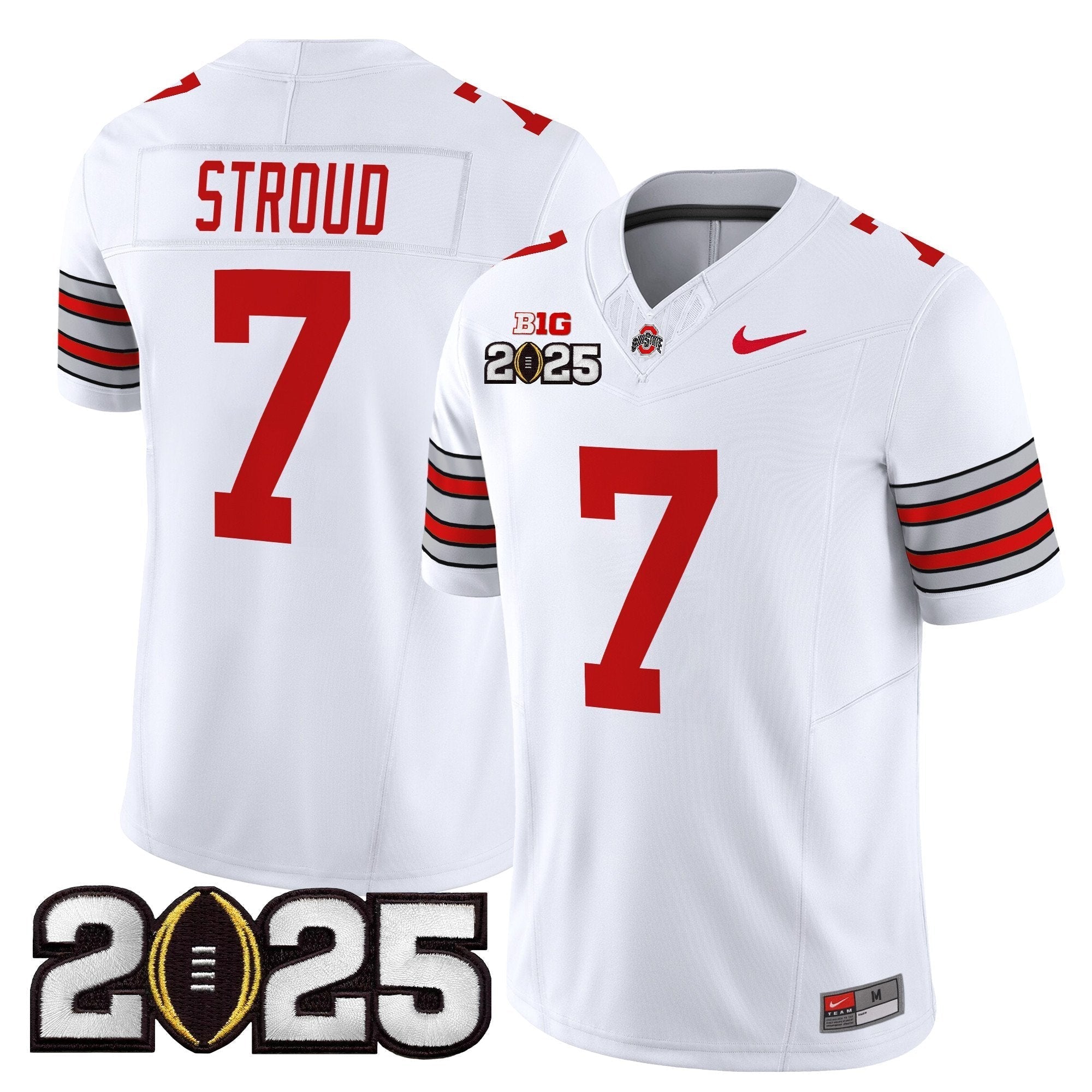 Men Ohio State Buckeyes 'Heritage Stripe' 2025 CFP Final Patch Vapor Limited Jersey - All Stitched