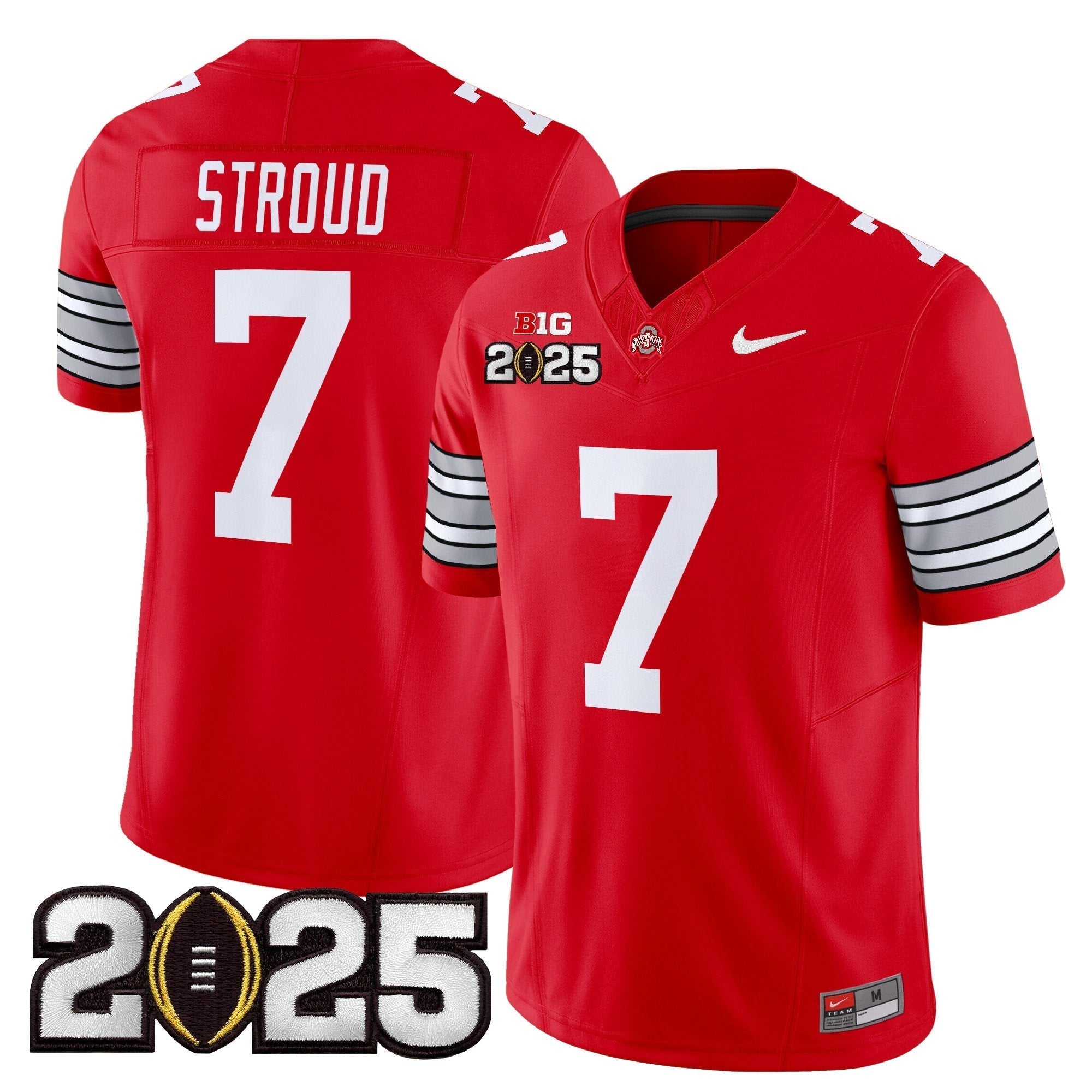Men Ohio State Buckeyes 'Heritage Stripe' 2025 CFP Final Patch Vapor Limited Jersey - All Stitched