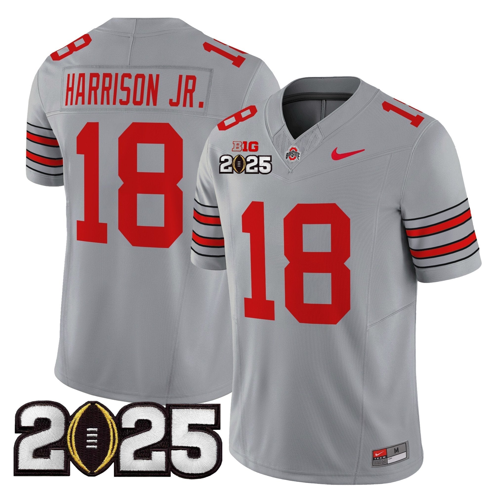 Men Ohio State Buckeyes 'Heritage Stripe' 2025 CFP Final Patch Vapor Limited Jersey - All Stitched
