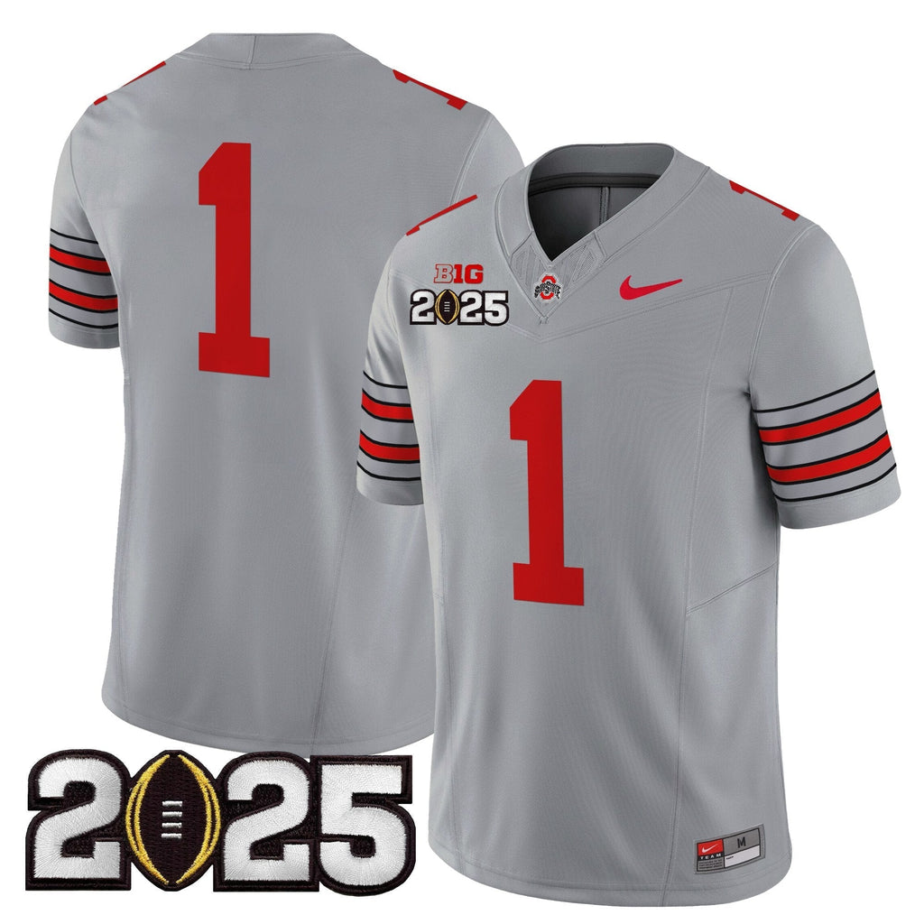 Men Ohio State Buckeyes 'Heritage Stripe' 2025 CFP Final Patch Vapor Limited Jersey - All Stitched