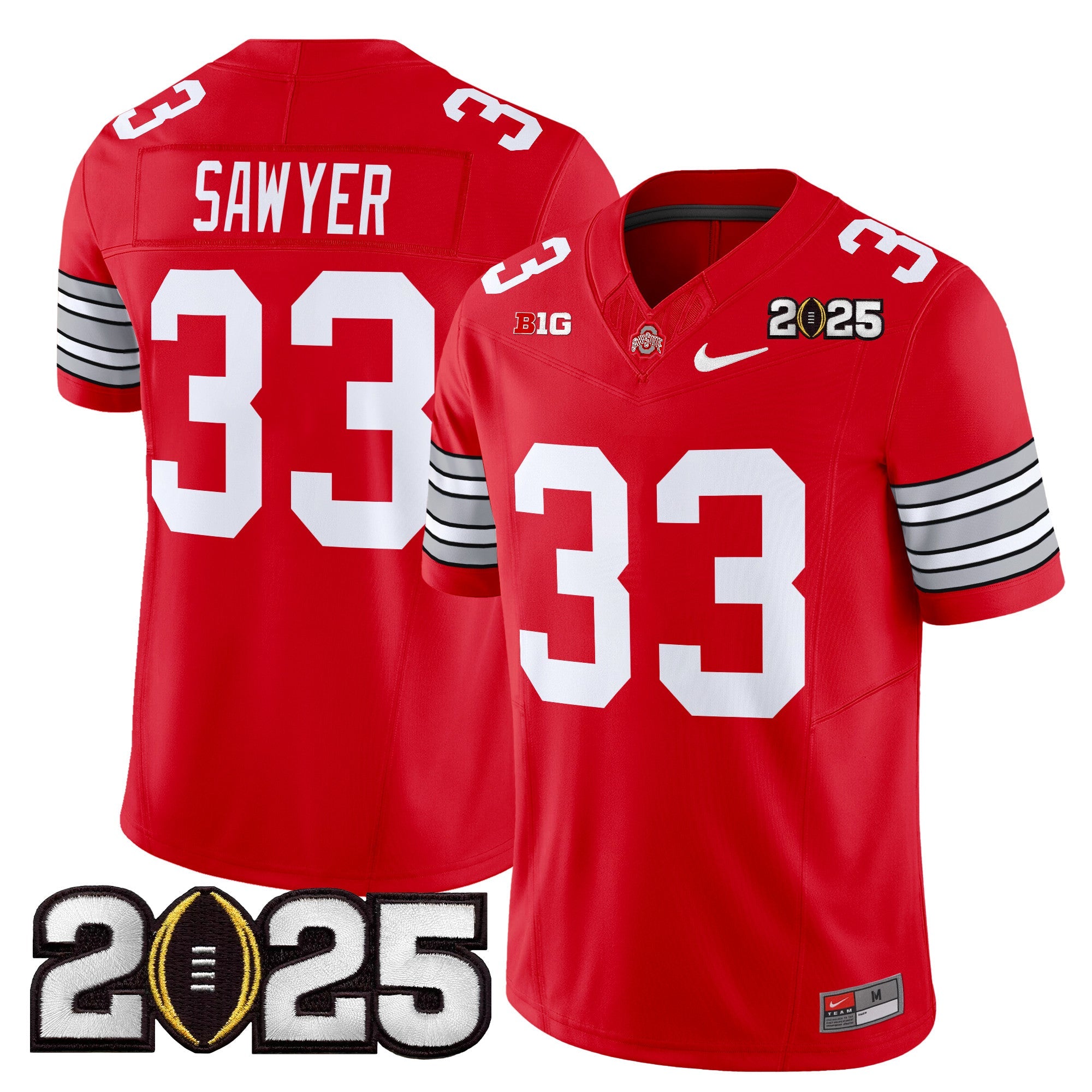 Ohio State Buckeyes 'Heritage Stripe' 2025 CFP Final Patch Vapor Limited Jersey - All Stitched