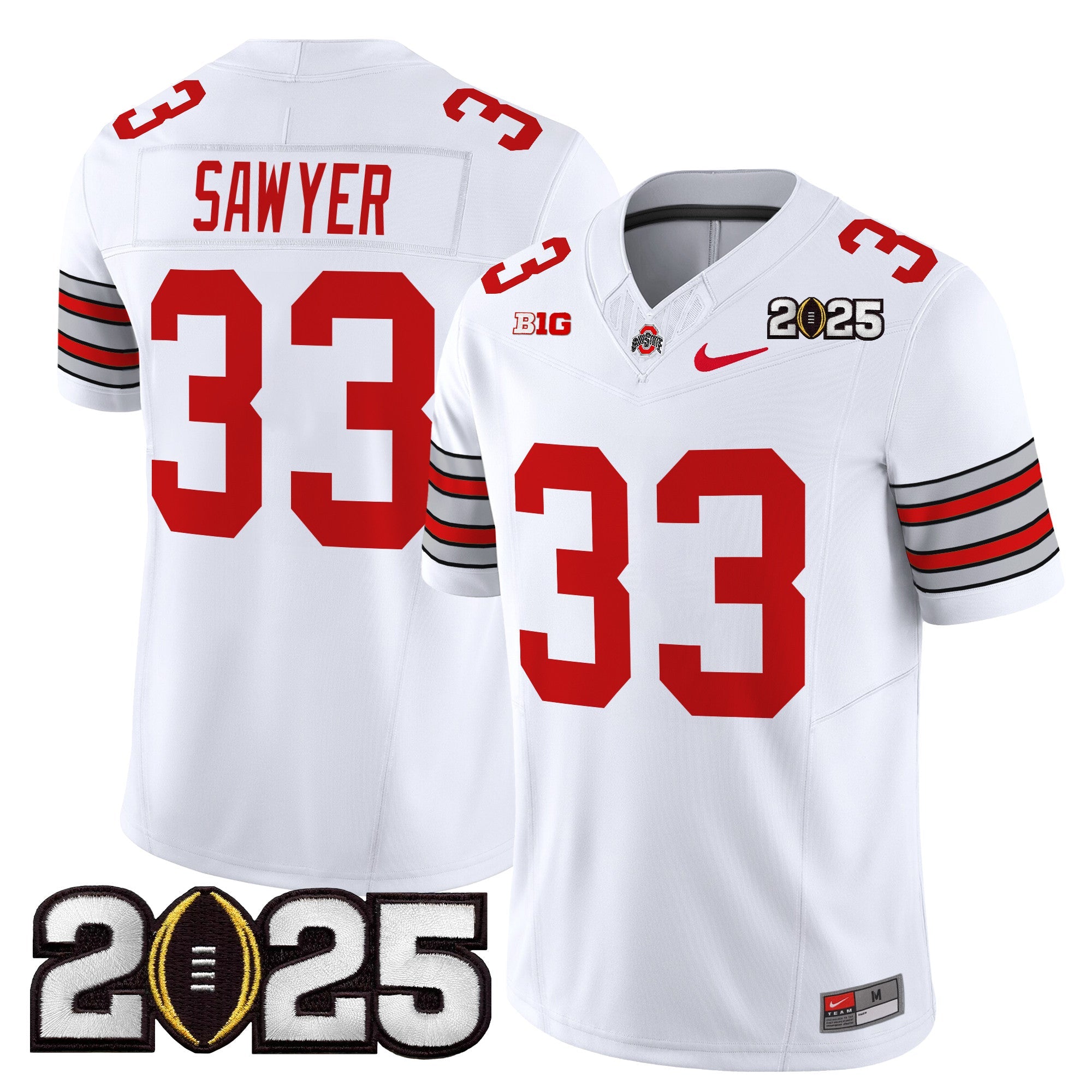 Ohio State Buckeyes 'Heritage Stripe' 2025 CFP Final Patch Vapor Limited Jersey - All Stitched
