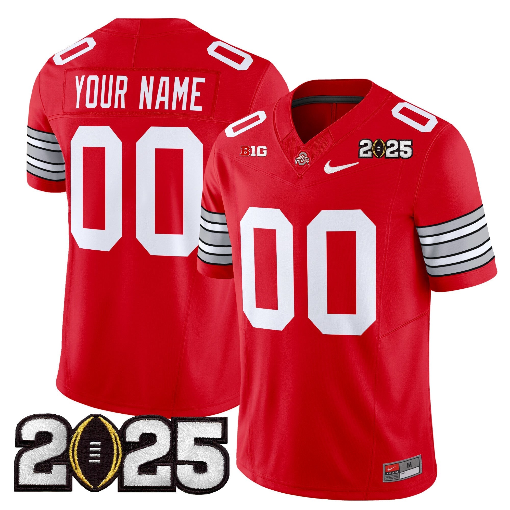 Custom Ohio State Buckeyes Jersey 'Heritage Stripe' 2025 CFP Final Patch Vapor Limited - All Stitched