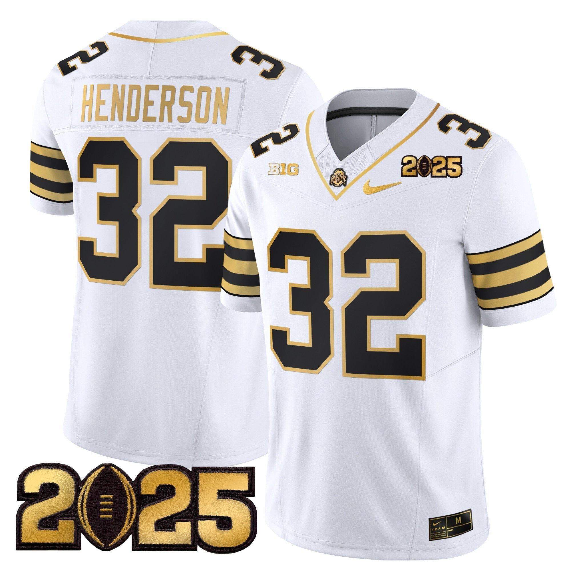 Men Ohio State Buckeyes 'Heritage Stripe' CFP Final Patch Gold Vapor Limited Jersey - All Stitched
