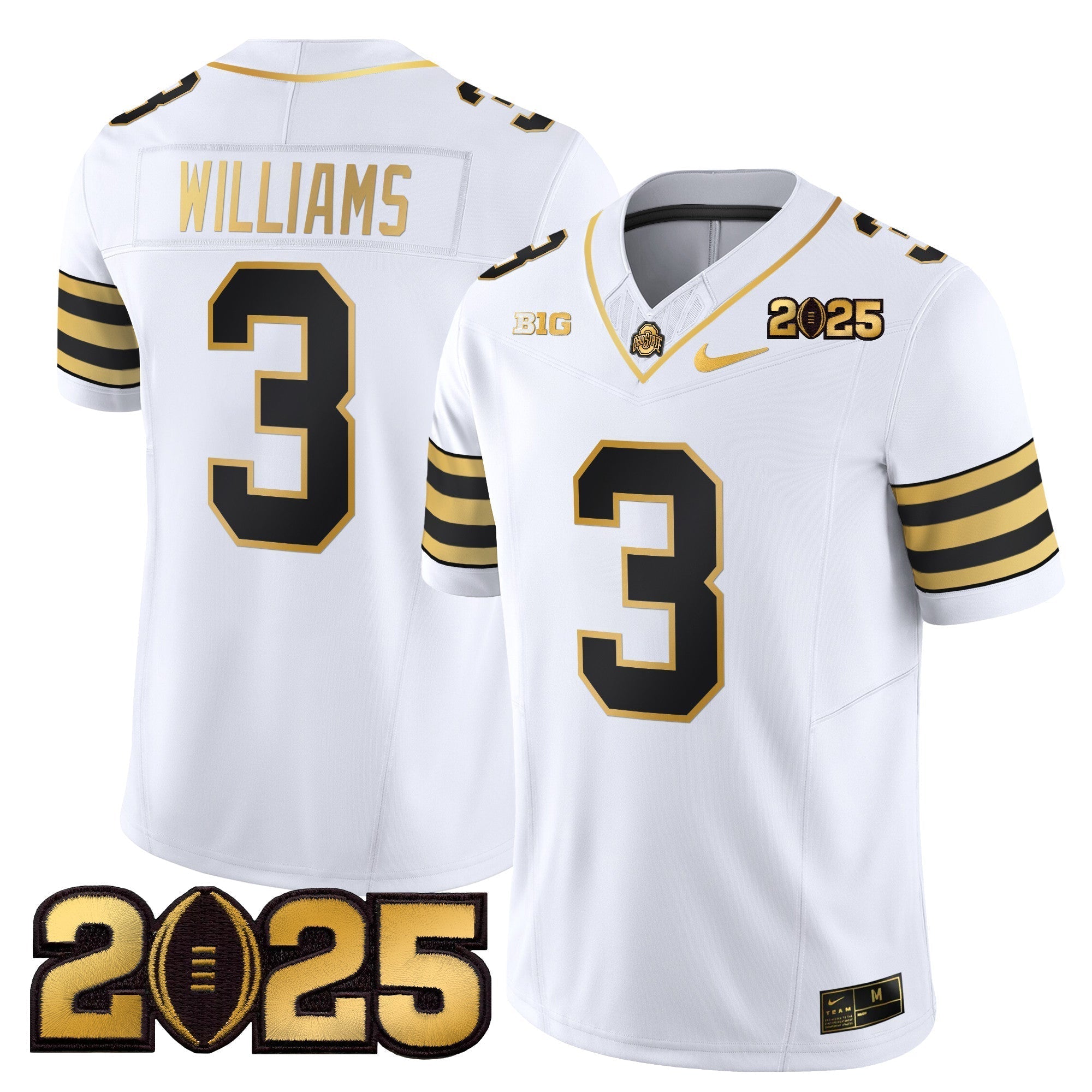 Men Ohio State Buckeyes 'Heritage Stripe' CFP Final Patch Gold Vapor Limited Jersey - All Stitched