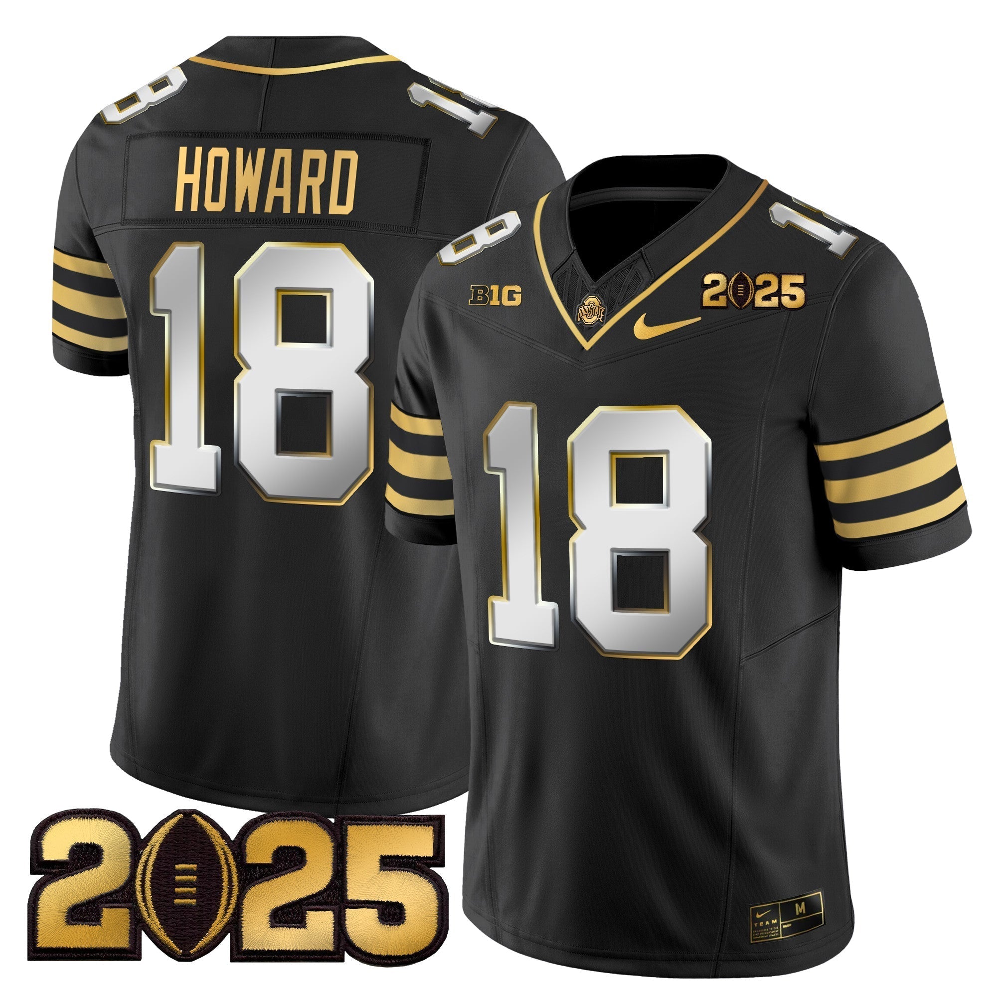 Men Ohio State Buckeyes 'Heritage Stripe' CFP Final Patch Gold Vapor Limited Jersey - All Stitched