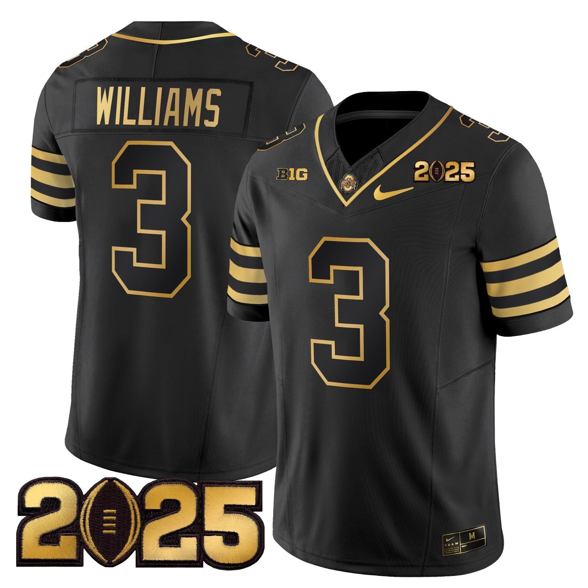 Men Ohio State Buckeyes 'Heritage Stripe' CFP Final Patch Gold Vapor Limited Jersey - All Stitched