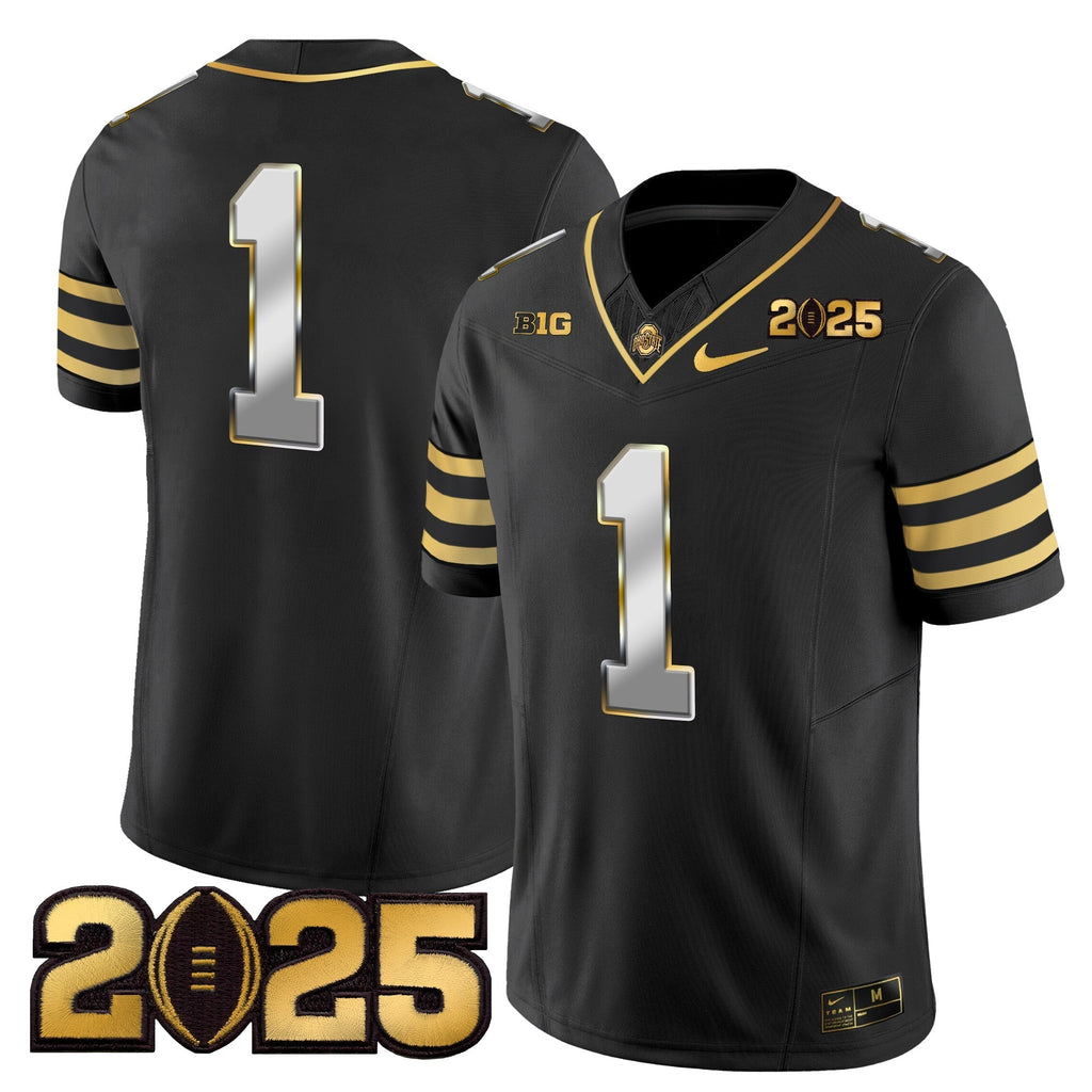 Men Ohio State Buckeyes 'Heritage Stripe' CFP Final Patch Gold Vapor Limited Jersey - All Stitched