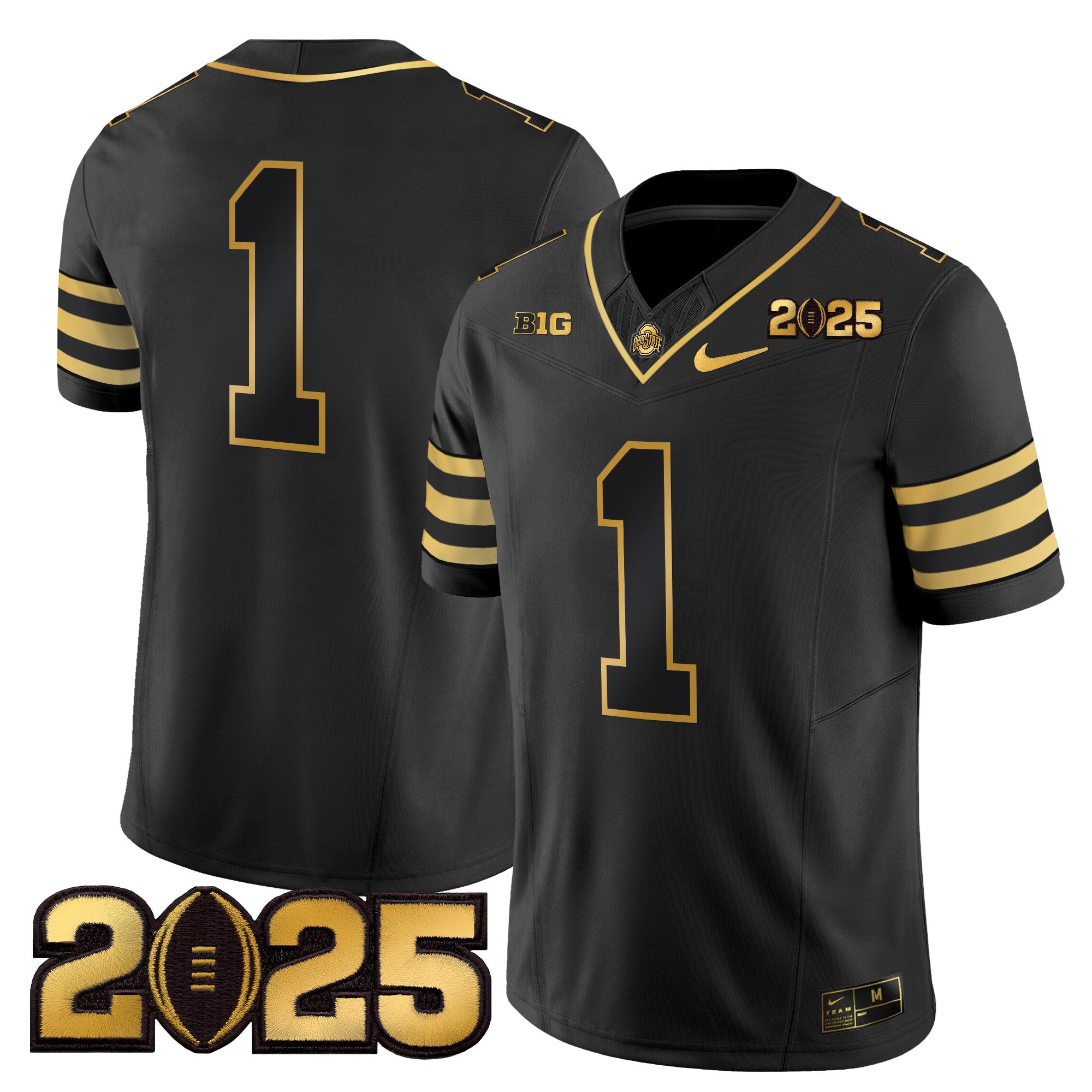 Ohio State Buckeyes 'Heritage Stripe' CFP Final Patch Gold Vapor Limited Jersey - All Stitched