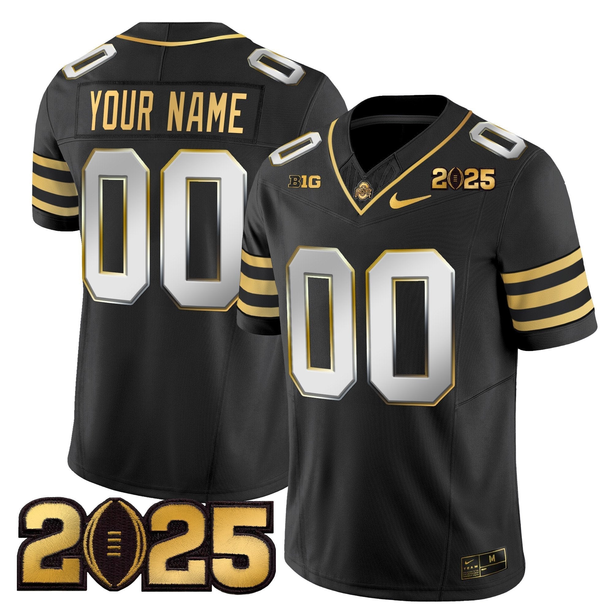 Custom Ohio State Buckeyes Jersey 'Heritage Stripe' CFP Final Patch Gold Vapor Limited - All Stitched