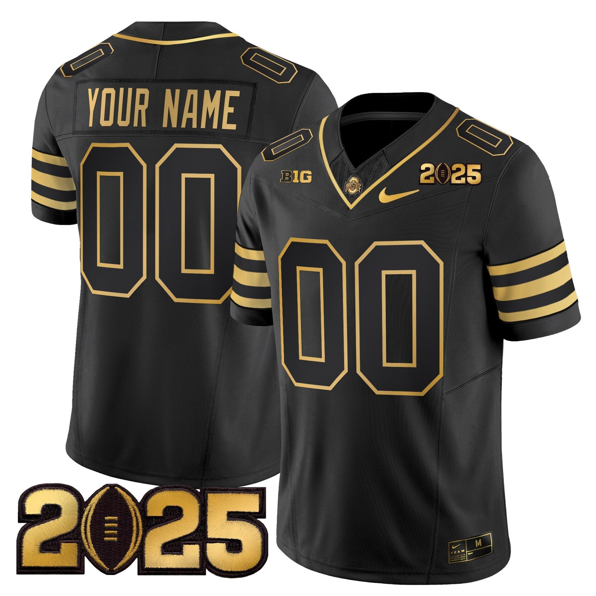 Custom Ohio State Buckeyes Jersey 'Heritage Stripe' CFP Final Patch Gold Vapor Limited - All Stitched