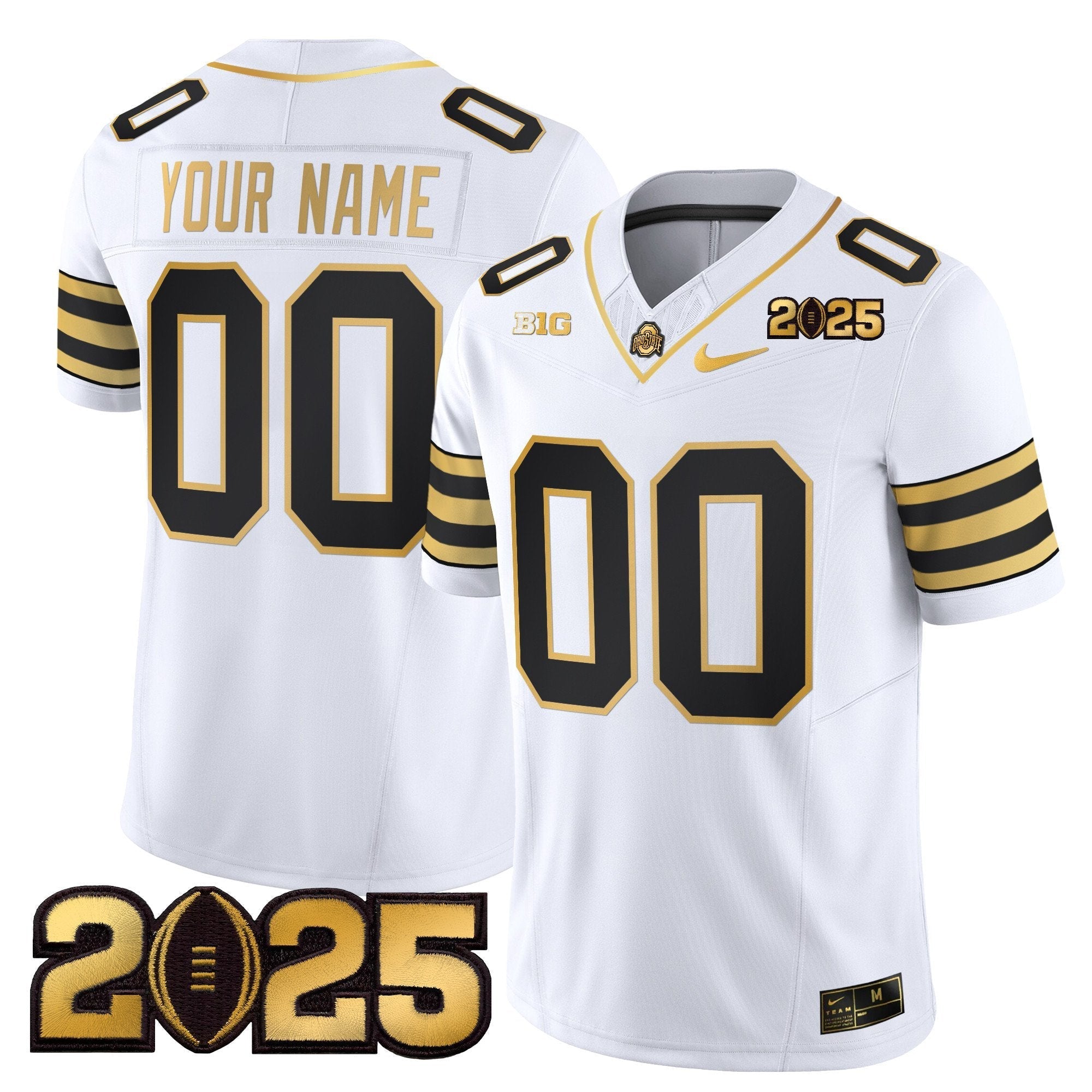 Custom Ohio State Buckeyes Jersey 'Heritage Stripe' CFP Final Patch Gold Vapor Limited - All Stitched
