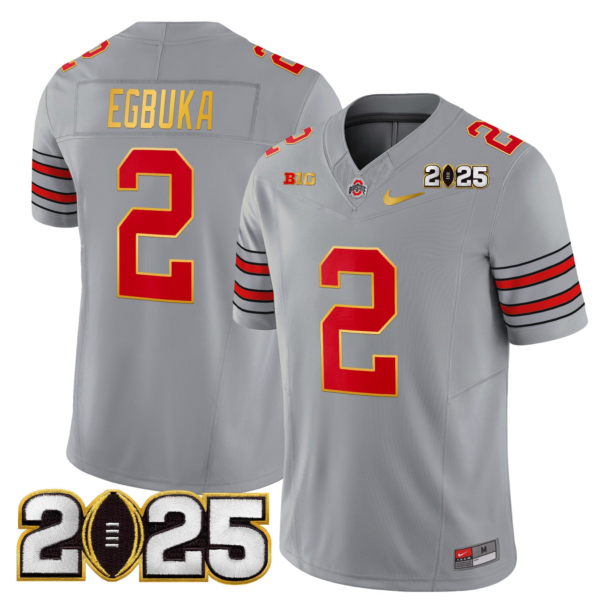 Ohio State Buckeyes 'Heritage Stripe' 2025 CFP Final Patch Gold Trim Vapor Limited Jersey - All Stitched