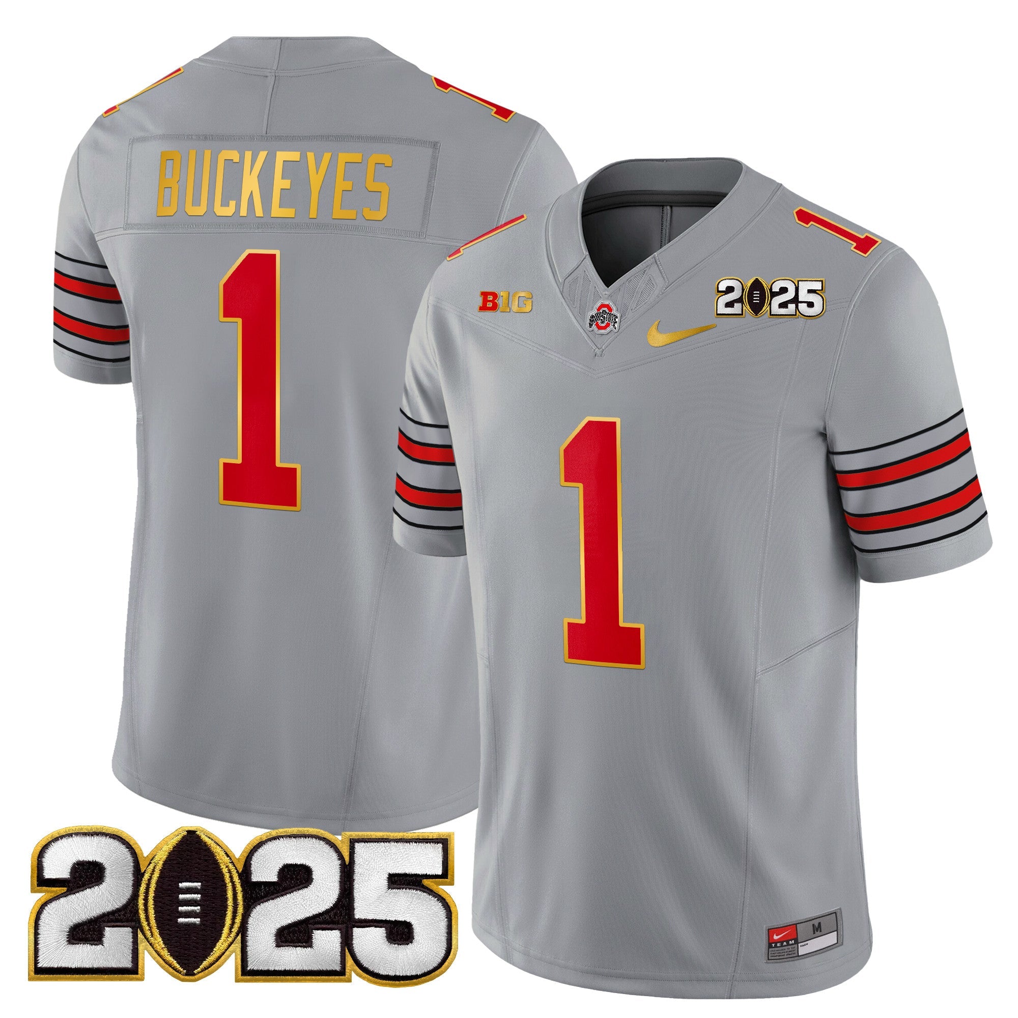 Ohio State Buckeyes 'Heritage Stripe' 2025 CFP Final Patch Gold Trim Vapor Limited Jersey - All Stitched
