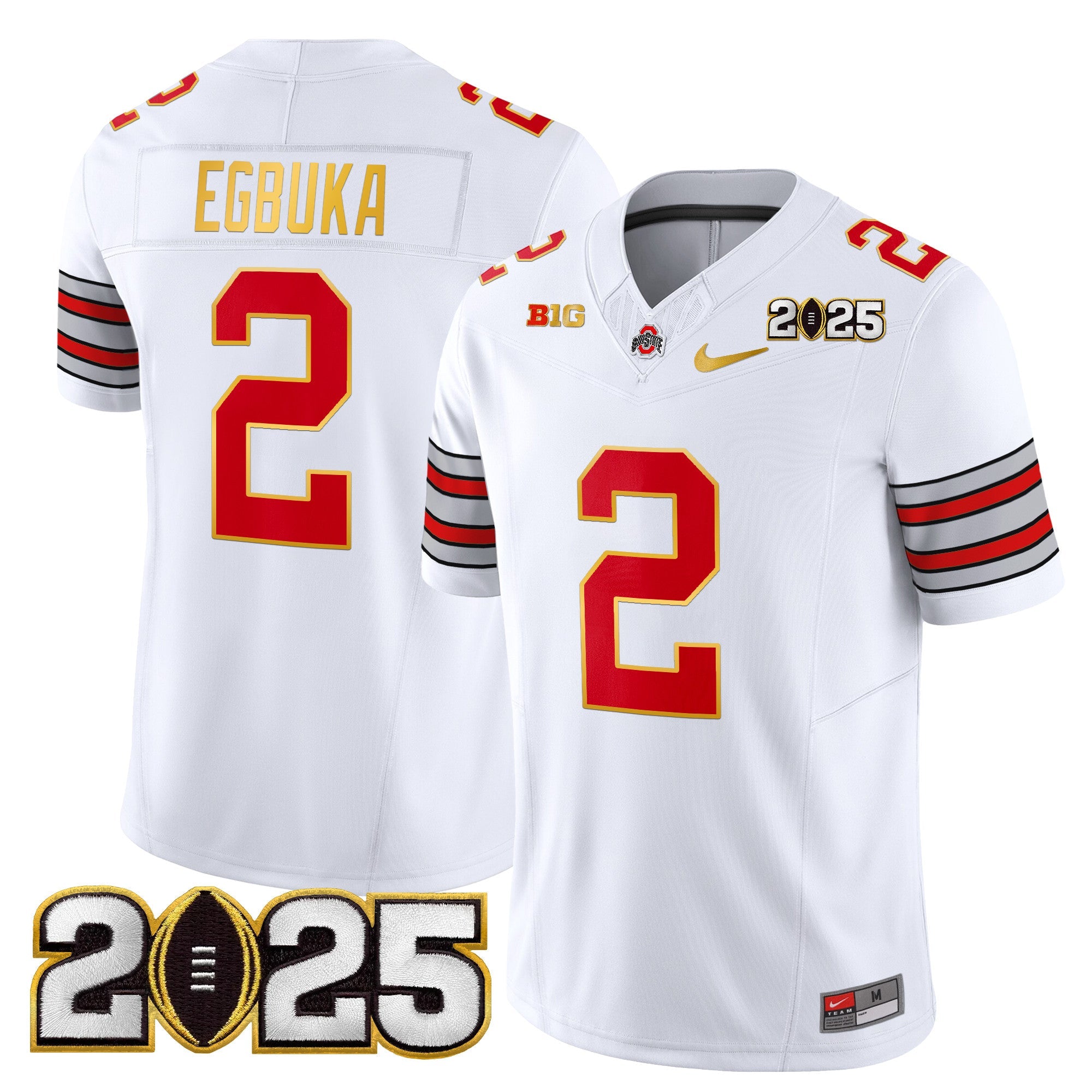 Ohio State Buckeyes 'Heritage Stripe' 2025 CFP Final Patch Gold Trim Vapor Limited Jersey - All Stitched