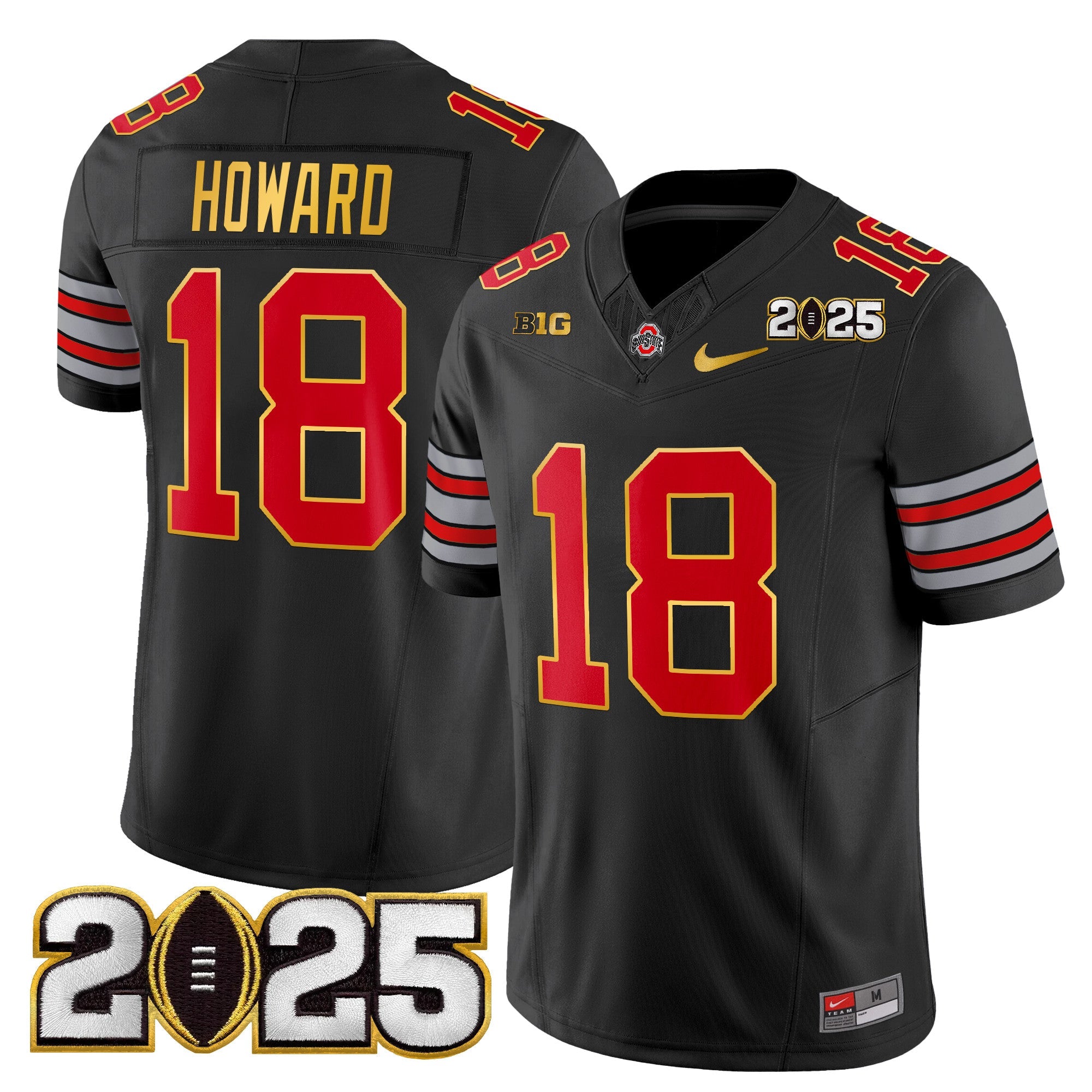 Ohio State Buckeyes 'Heritage Stripe' 2025 CFP Final Patch Gold Trim Vapor Limited Jersey - All Stitched