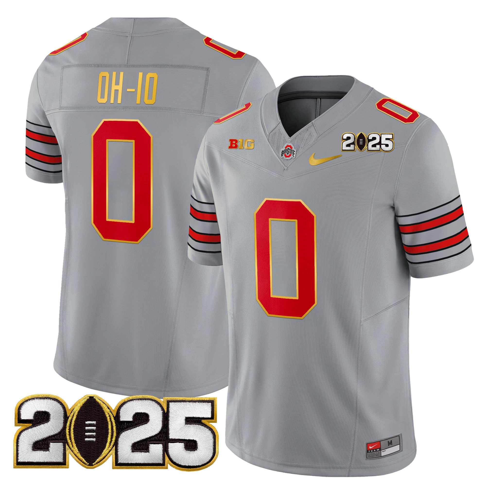 Ohio State Buckeyes 'Heritage Stripe' 2025 CFP Final Patch Gold Trim Vapor Limited Jersey - All Stitched