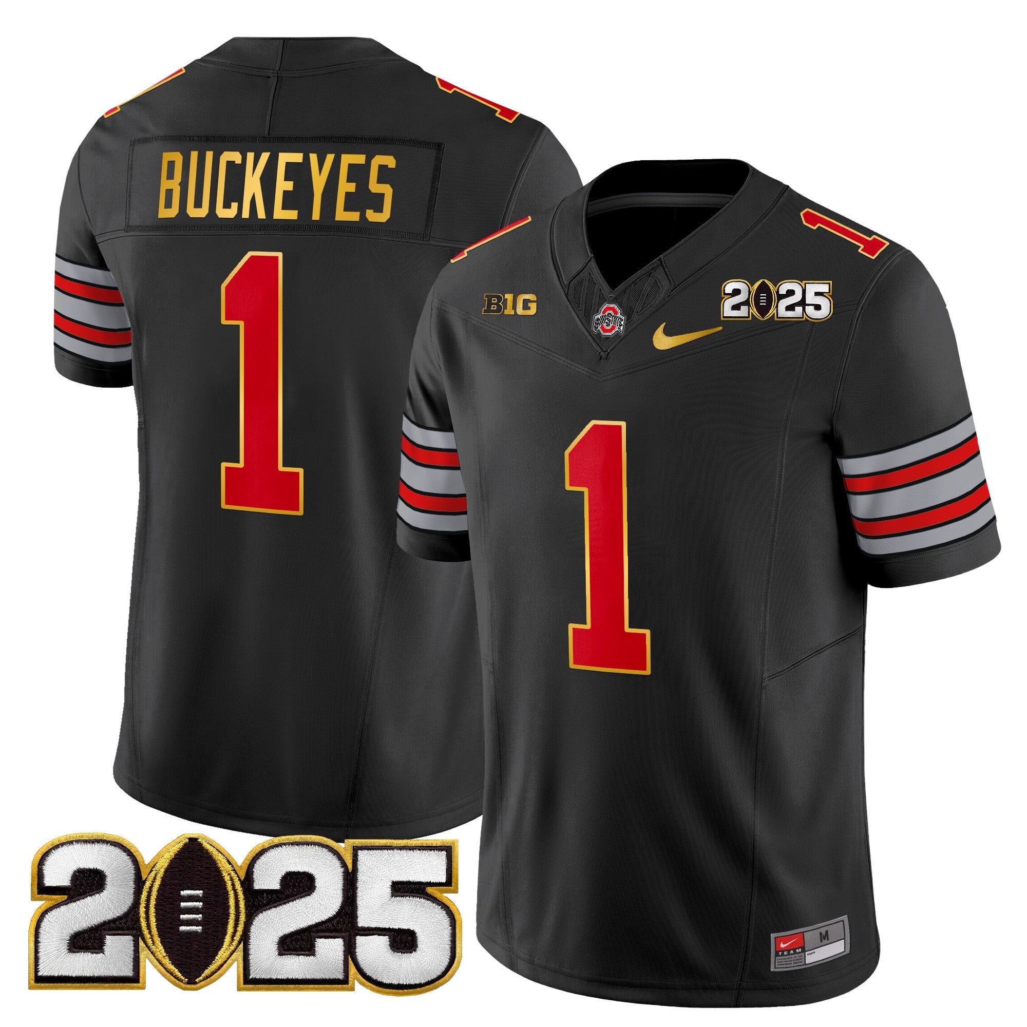 Ohio State Buckeyes 'Heritage Stripe' 2025 CFP Final Patch Gold Trim Vapor Limited Jersey - All Stitched