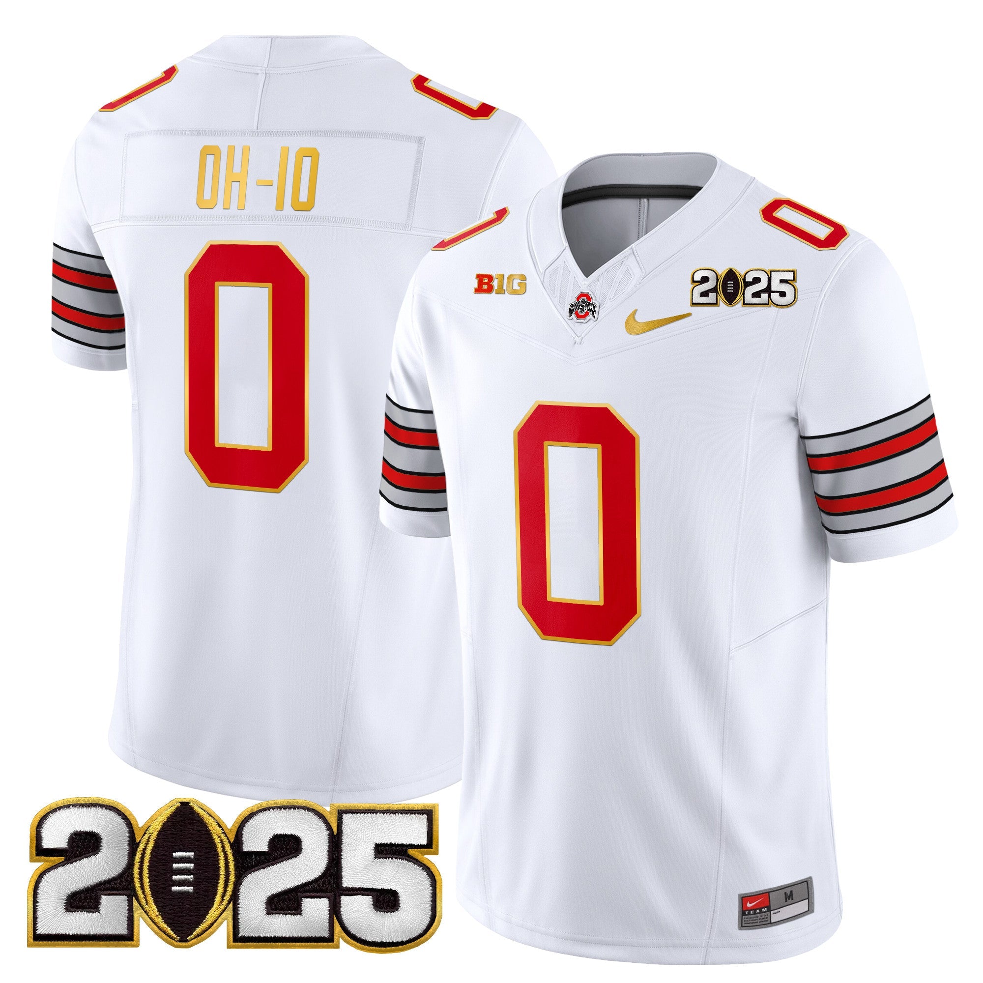 Ohio State Buckeyes 'Heritage Stripe' 2025 CFP Final Patch Gold Trim Vapor Limited Jersey - All Stitched