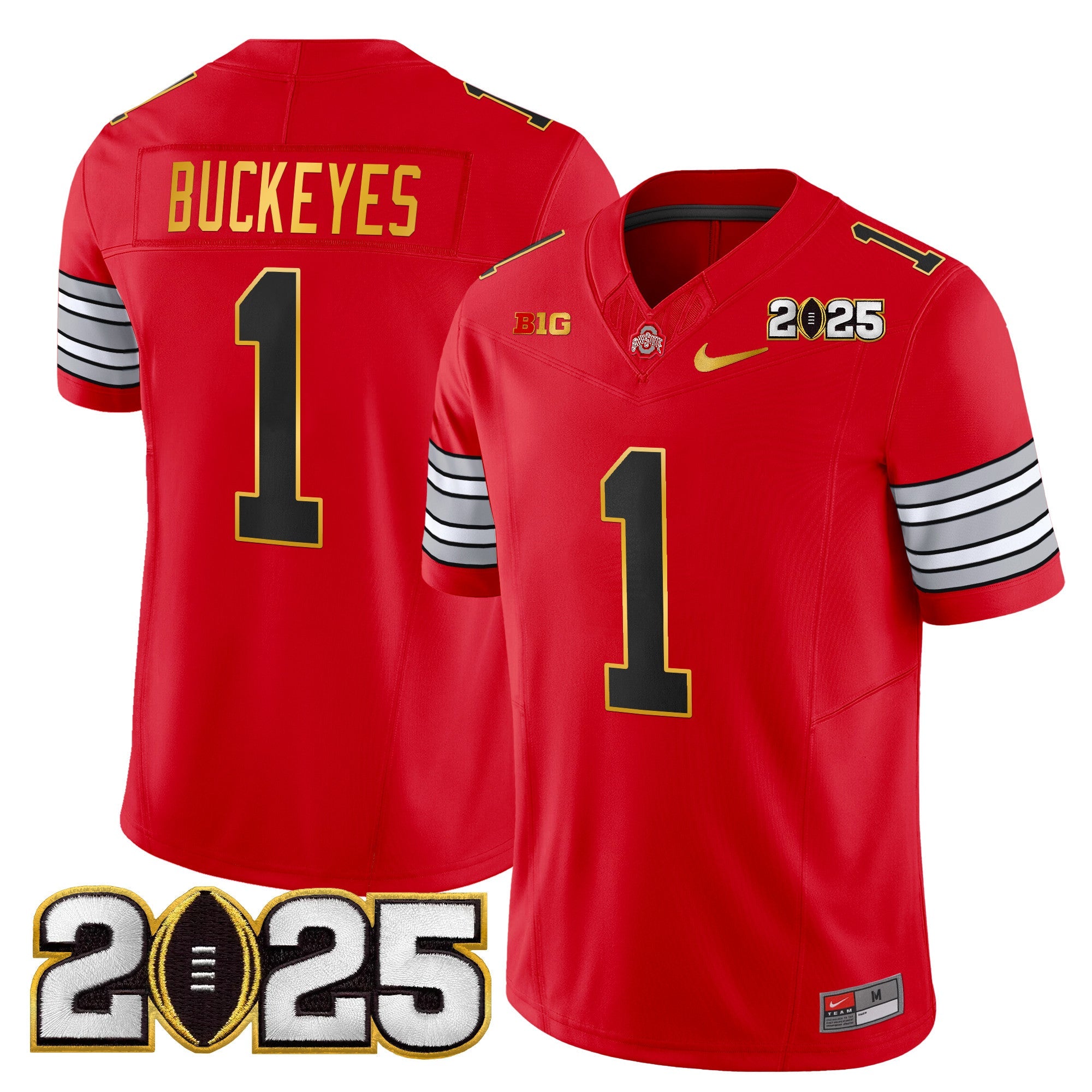Ohio State Buckeyes 'Heritage Stripe' 2025 CFP Final Patch Gold Trim Vapor Limited Jersey - All Stitched