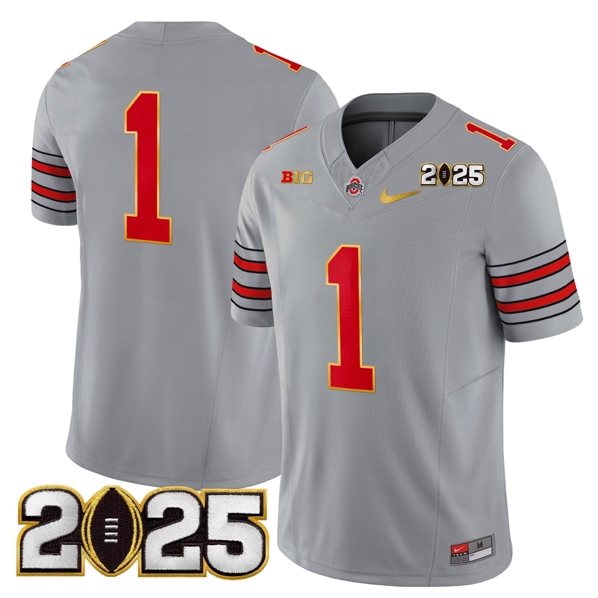 Ohio State Buckeyes 'Heritage Stripe' 2025 CFP Final Patch Gold Trim Vapor Limited Jersey - All Stitched