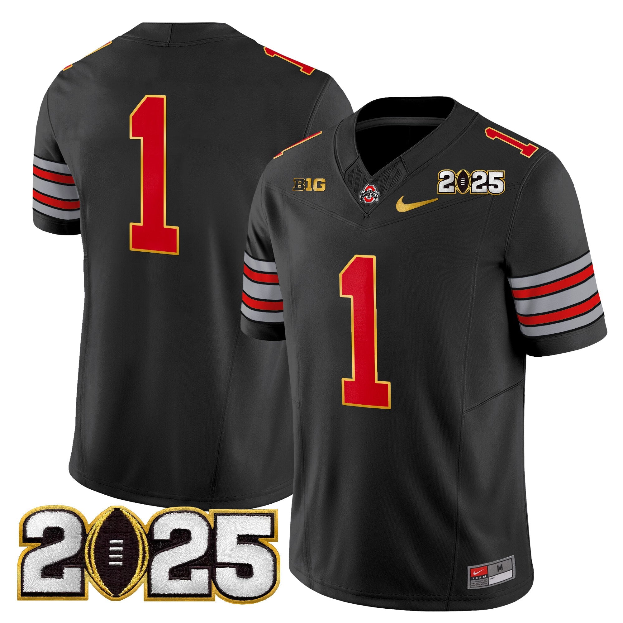 Ohio State Buckeyes 'Heritage Stripe' 2025 CFP Final Patch Gold Trim Vapor Limited Jersey - All Stitched