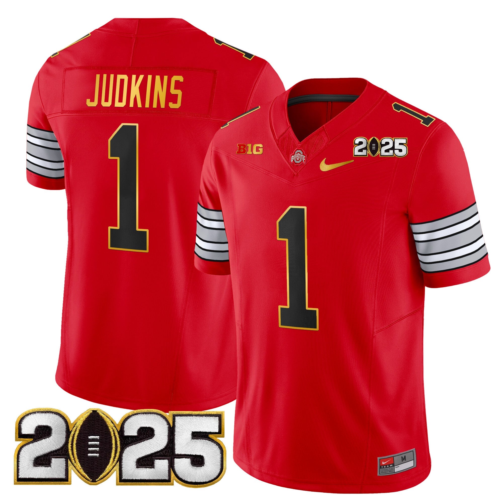 Ohio State Buckeyes 'Heritage Stripe' 2025 CFP Final Patch Gold Trim Vapor Limited Jersey - All Stitched