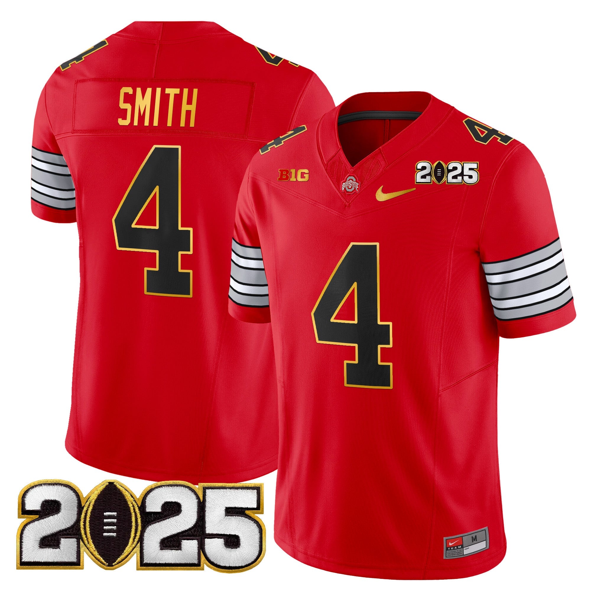 Ohio State Buckeyes 'Heritage Stripe' 2025 CFP Final Patch Gold Trim Vapor Limited Jersey - All Stitched