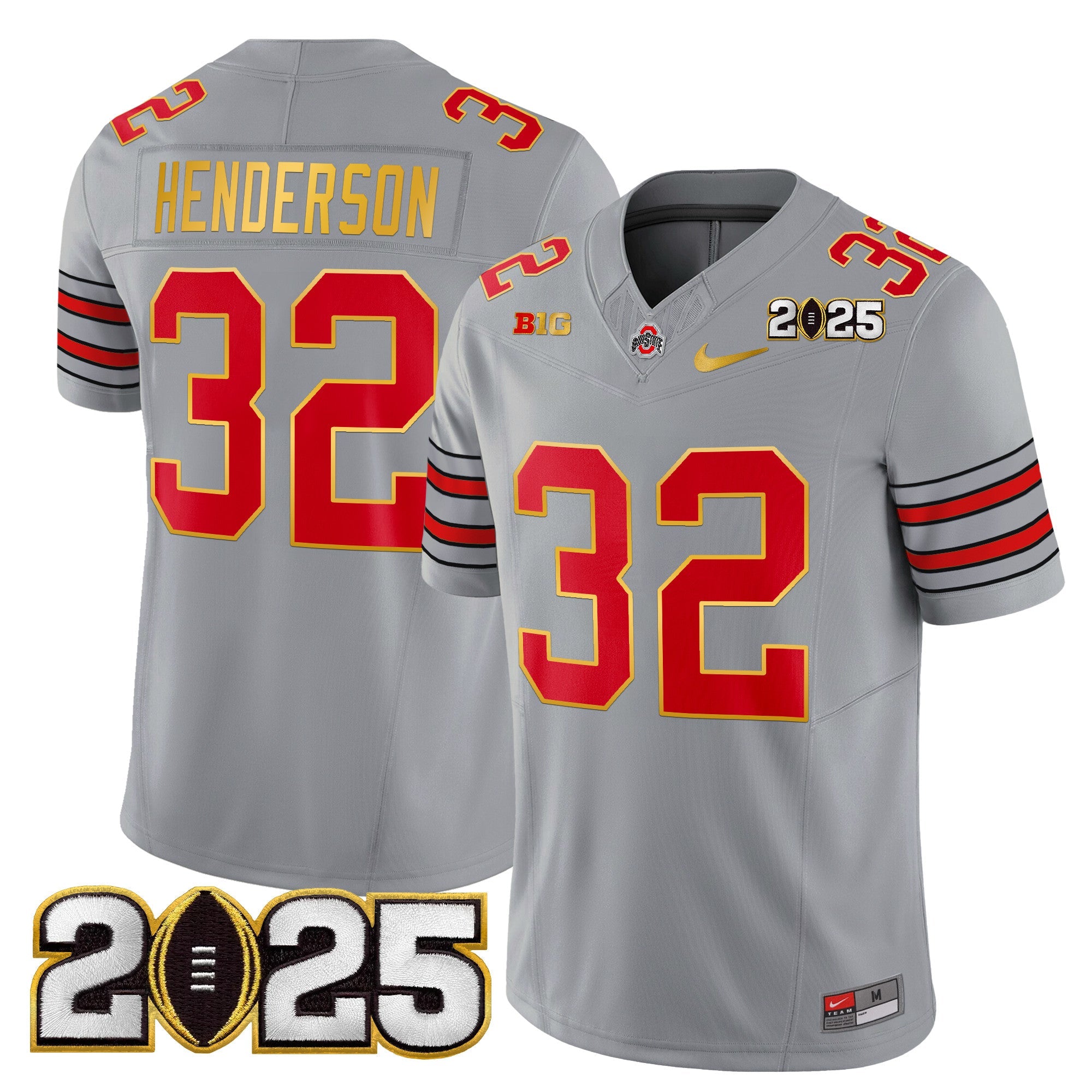 Ohio State Buckeyes 'Heritage Stripe' 2025 CFP Final Patch Gold Trim Vapor Limited Jersey - All Stitched