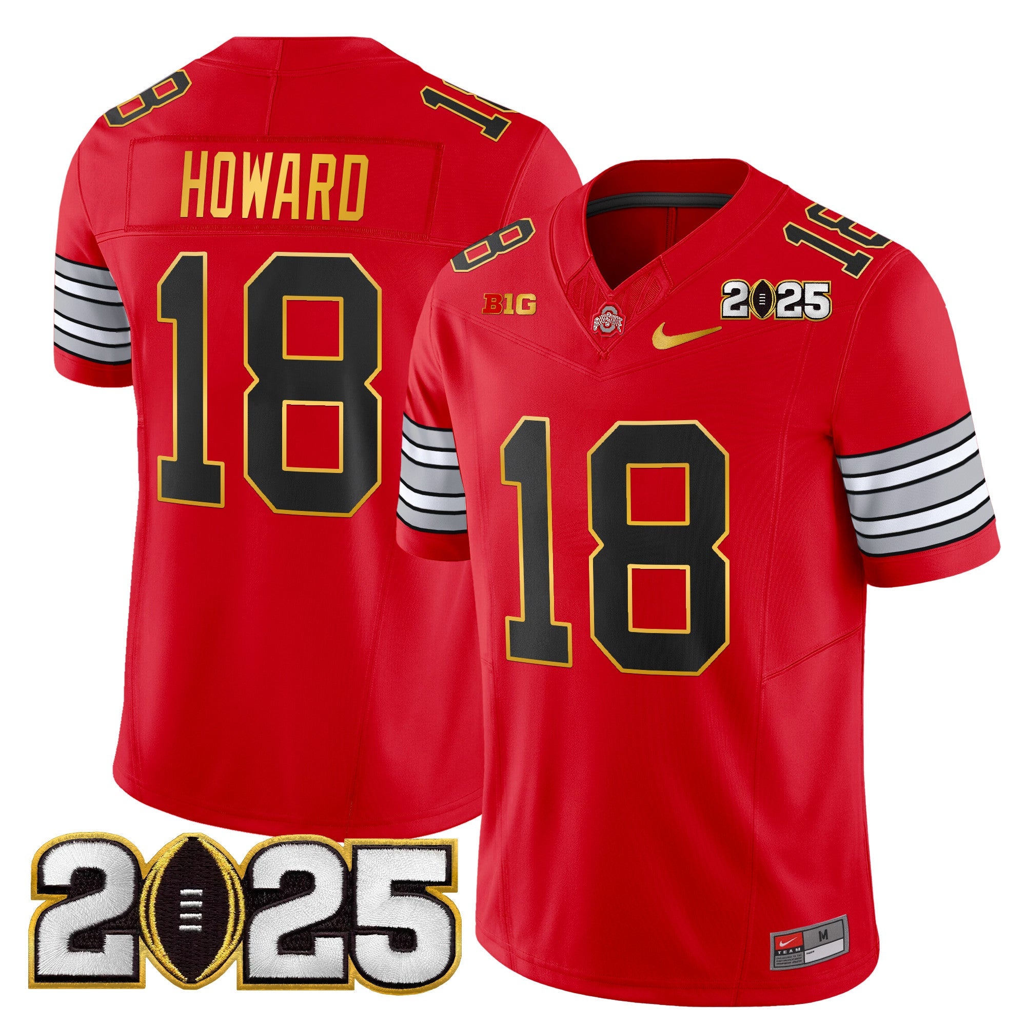 Ohio State Buckeyes 'Heritage Stripe' 2025 CFP Final Patch Gold Trim Vapor Limited Jersey - All Stitched