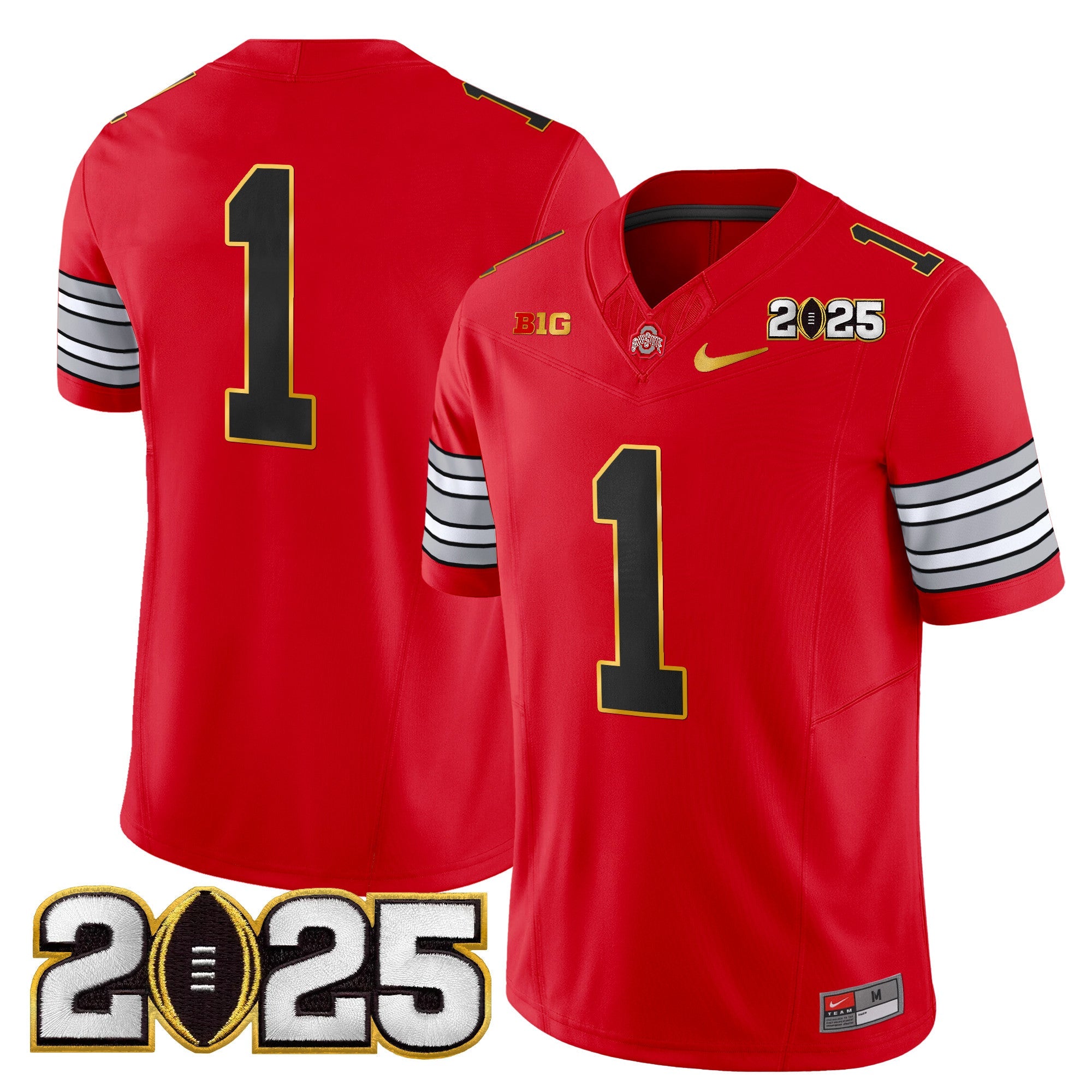 Ohio State Buckeyes 'Heritage Stripe' 2025 CFP Final Patch Gold Trim Vapor Limited Jersey - All Stitched