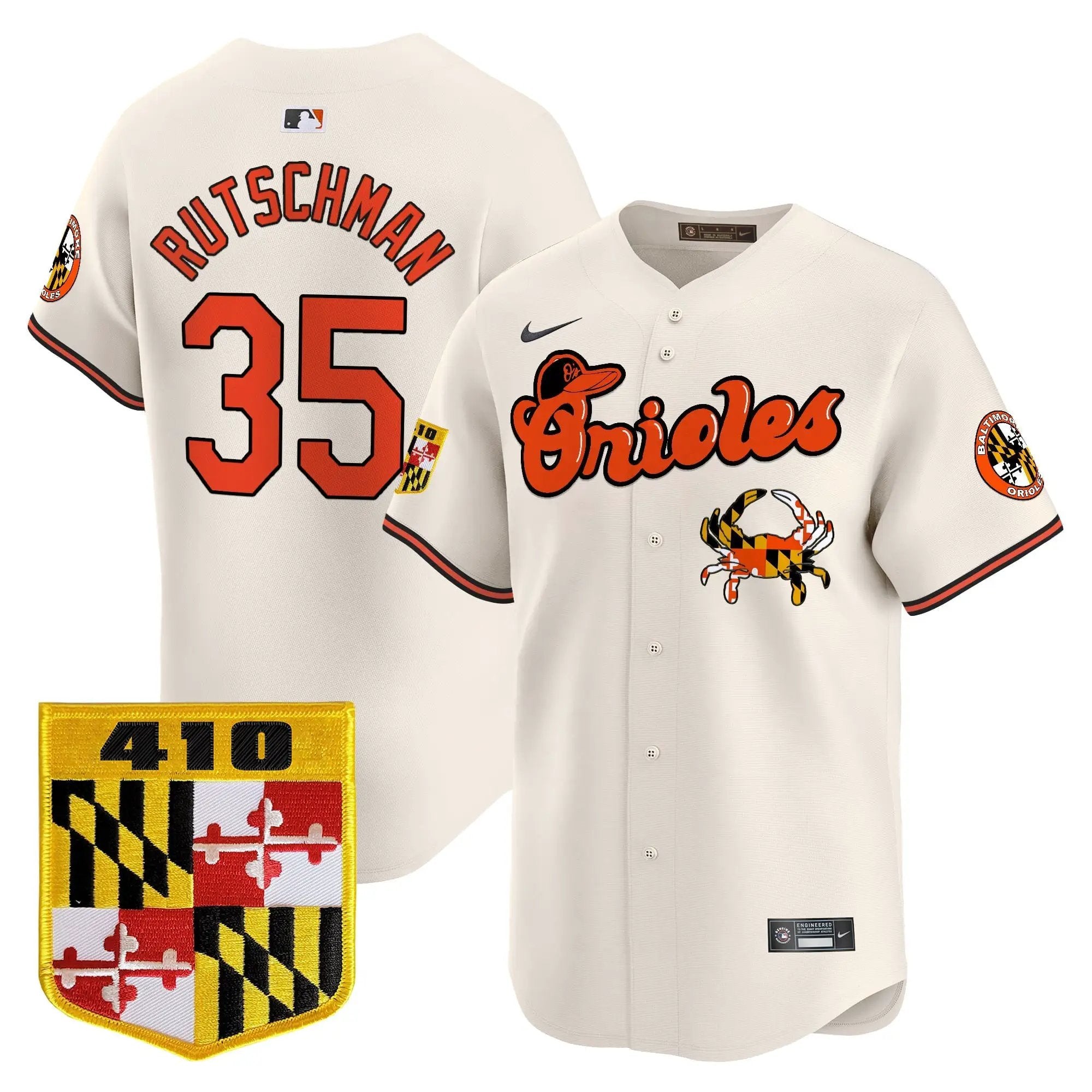 Men Baltimore Orioles 410 & Chesapeake Crab Patch Vapor Premier Limited Jersey - All Stitched