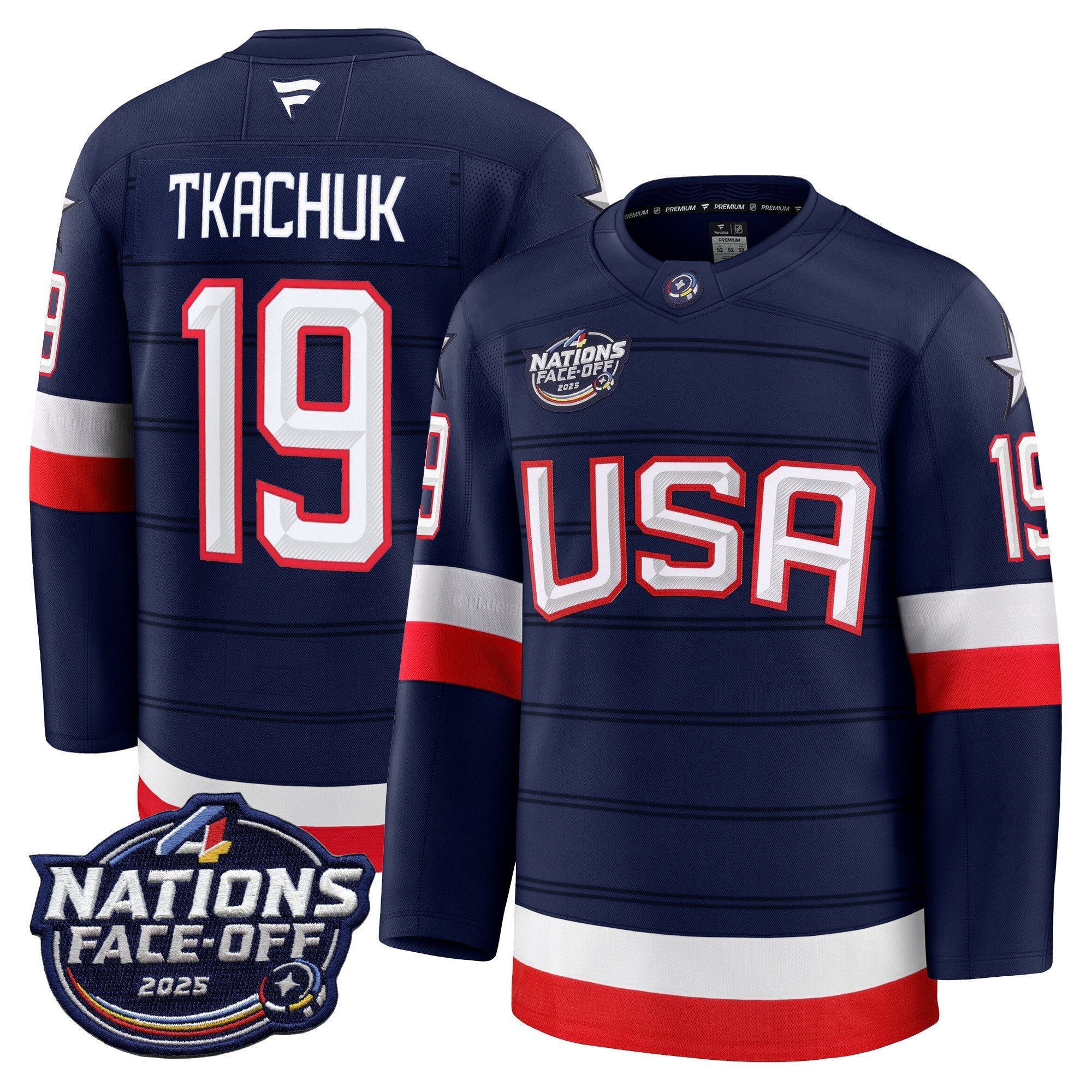 Men USA 4 Nations Face-Off 2025 Premium Jersey - All Stitched