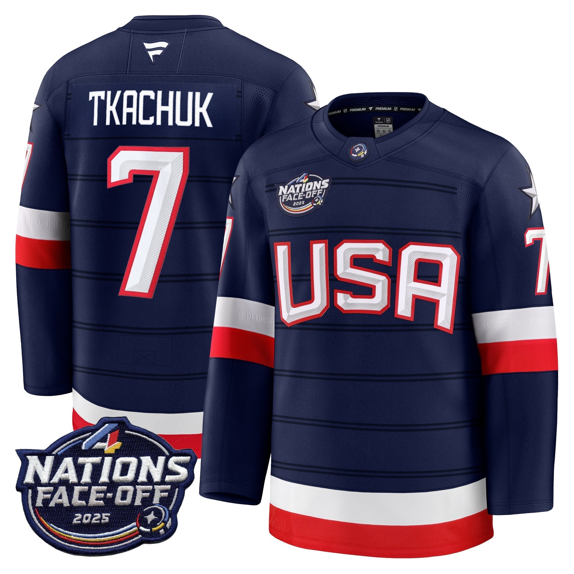 Men USA 4 Nations Face-Off 2025 Premium Jersey - All Stitched