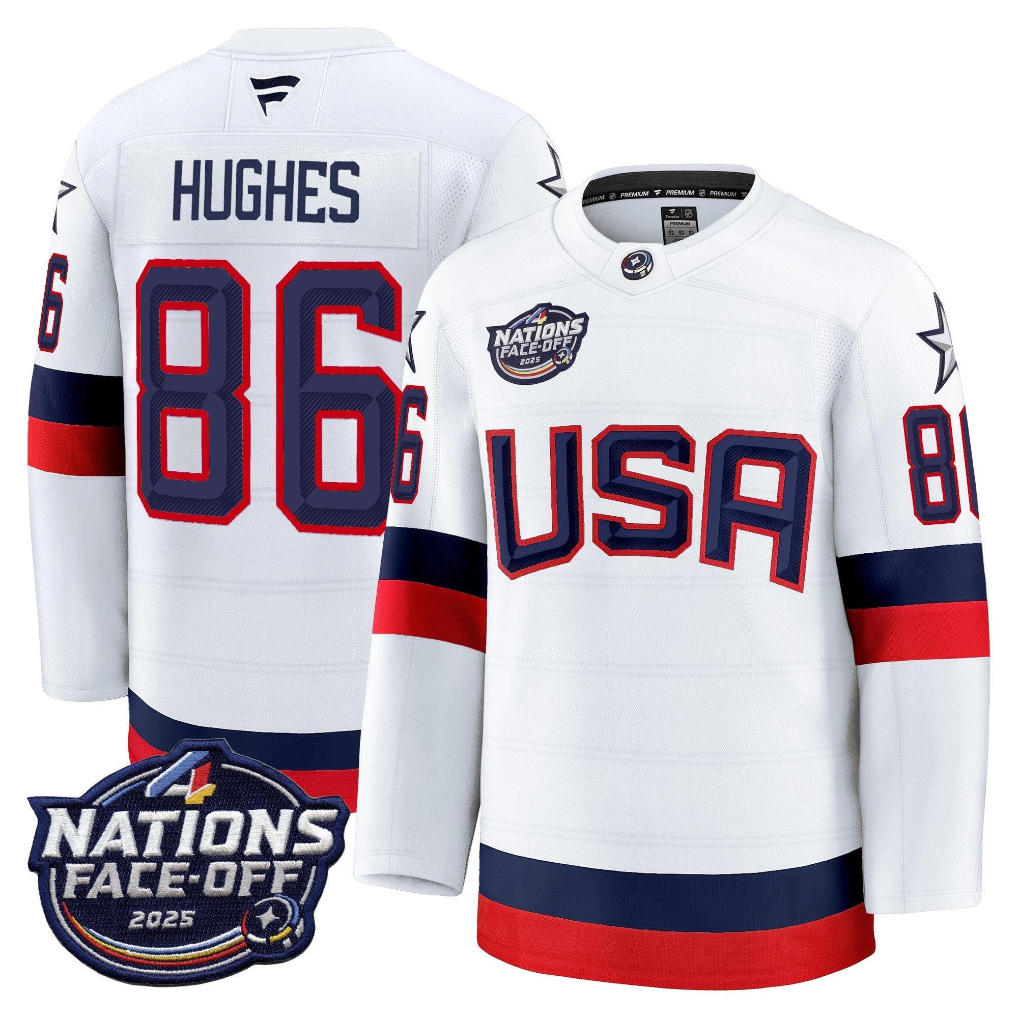 Men USA 4 Nations Face-Off 2025 Premium Player Jersey - All Stitched