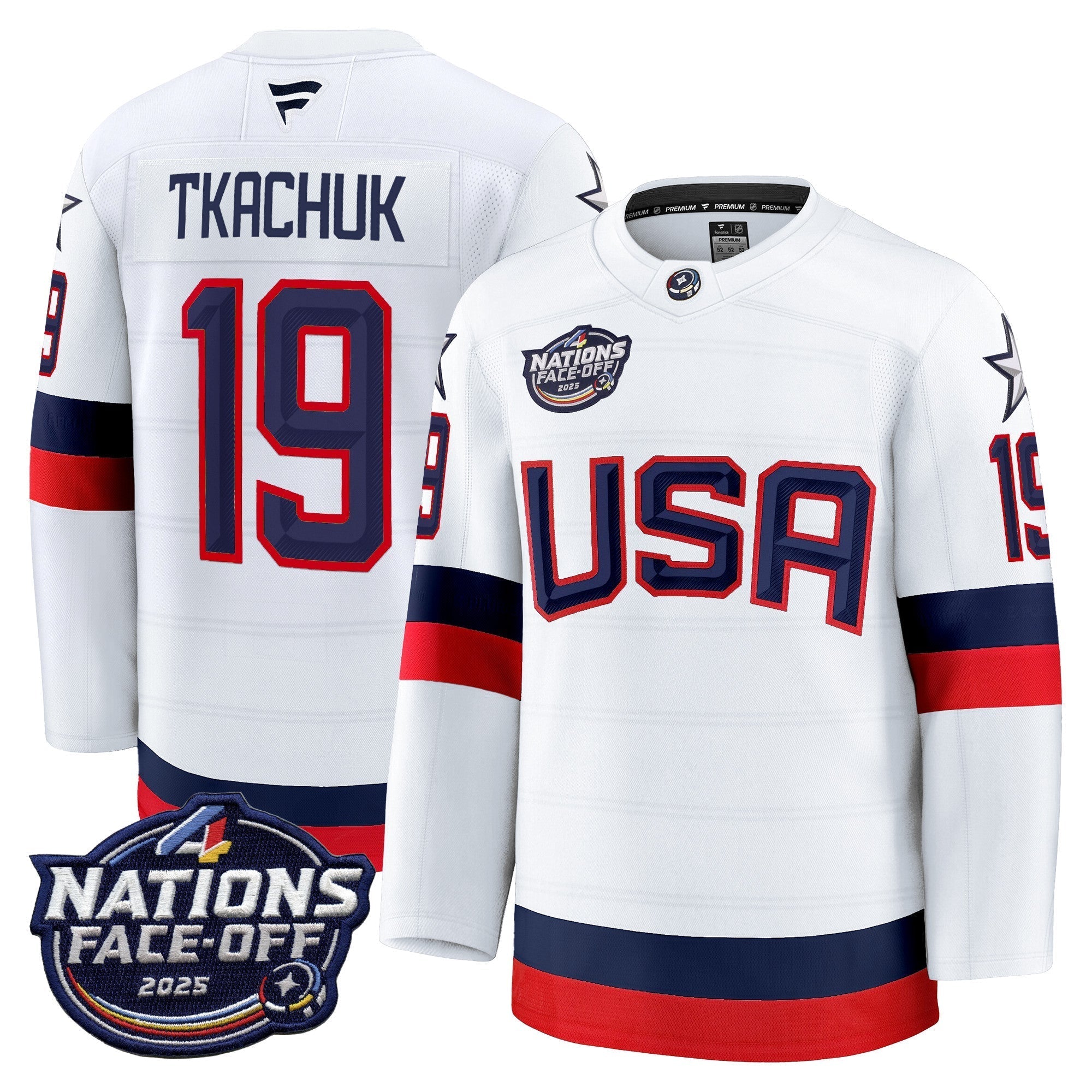 Men USA 4 Nations Face-Off 2025 Premium Player Jersey - All Stitched