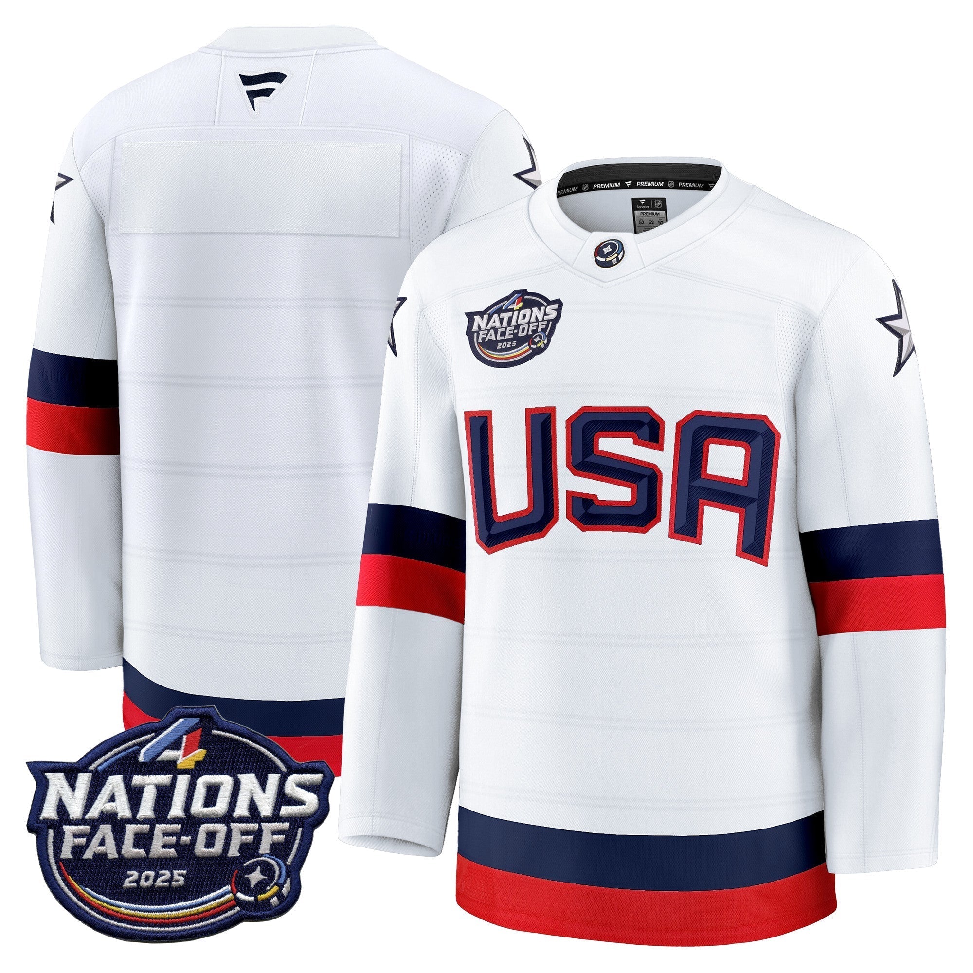 Men USA 4 Nations Face-Off 2025 Premium Player Jersey - All Stitched