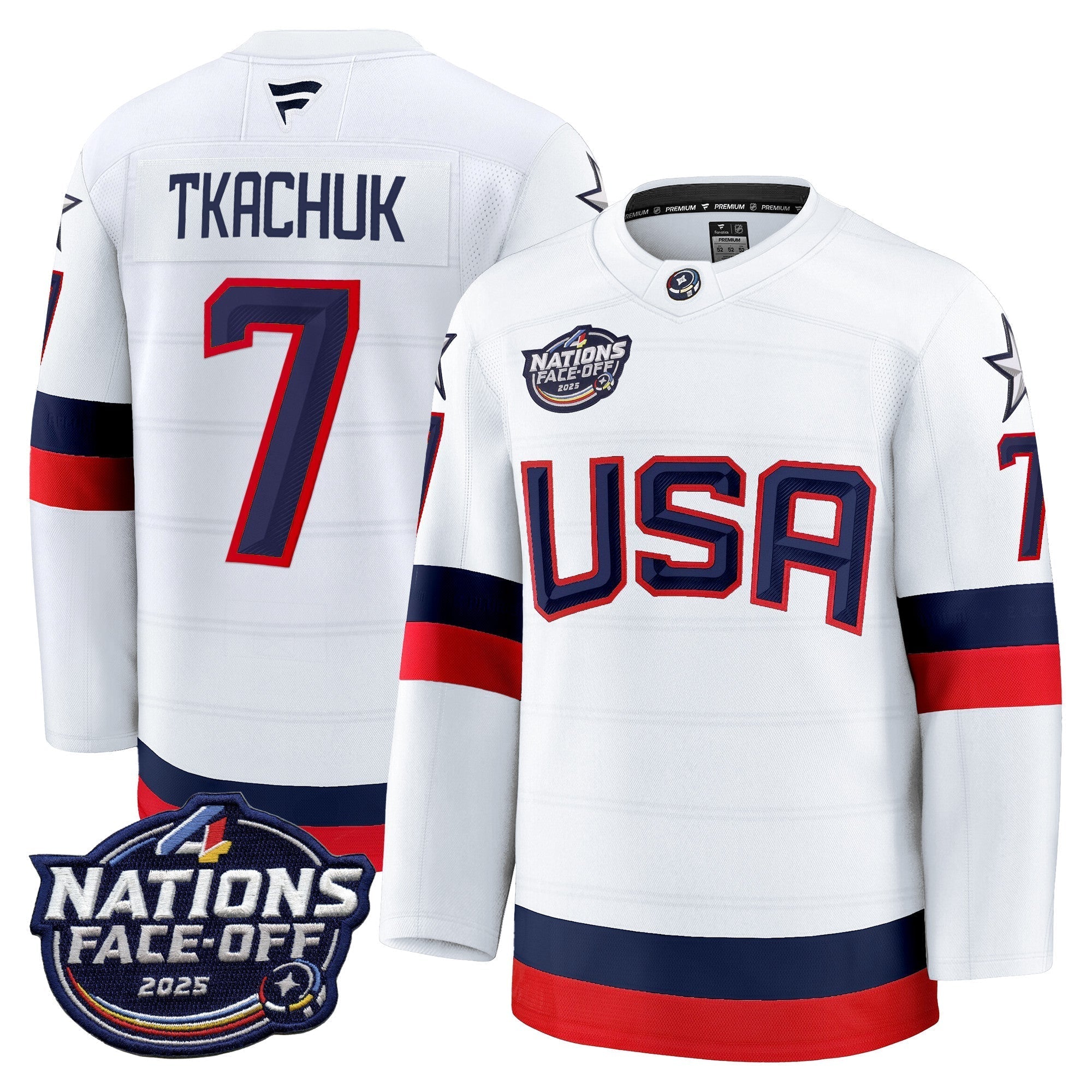 Men USA 4 Nations Face-Off 2025 Premium Player Jersey - All Stitched