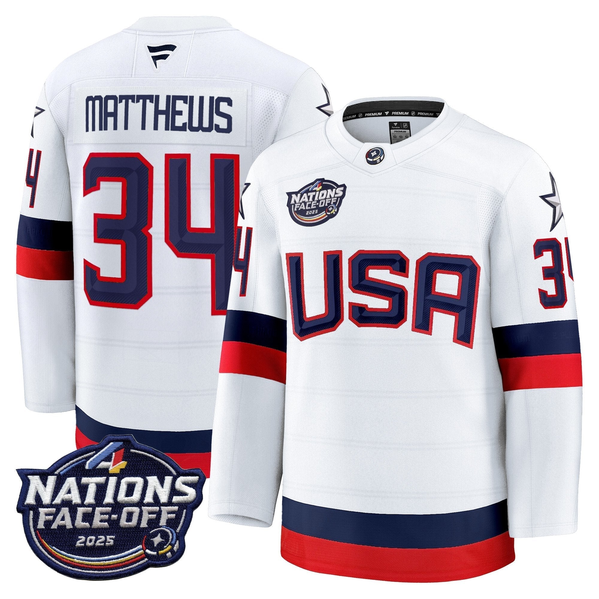 Men USA 4 Nations Face-Off 2025 Premium Jersey - All Stitched